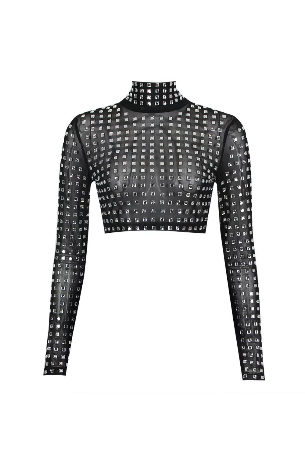 METALLIC SEQUIN MESH TOP BLACK PARTY NIGHT