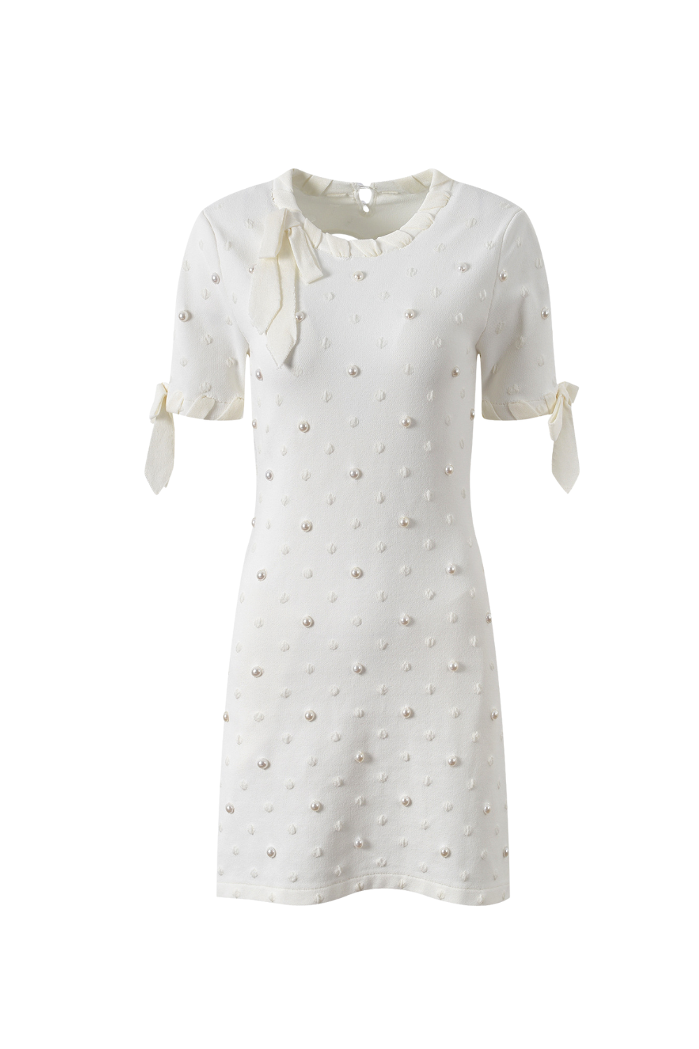 ROUND NECK PEARL DOT MINI DRESS CASUAL
