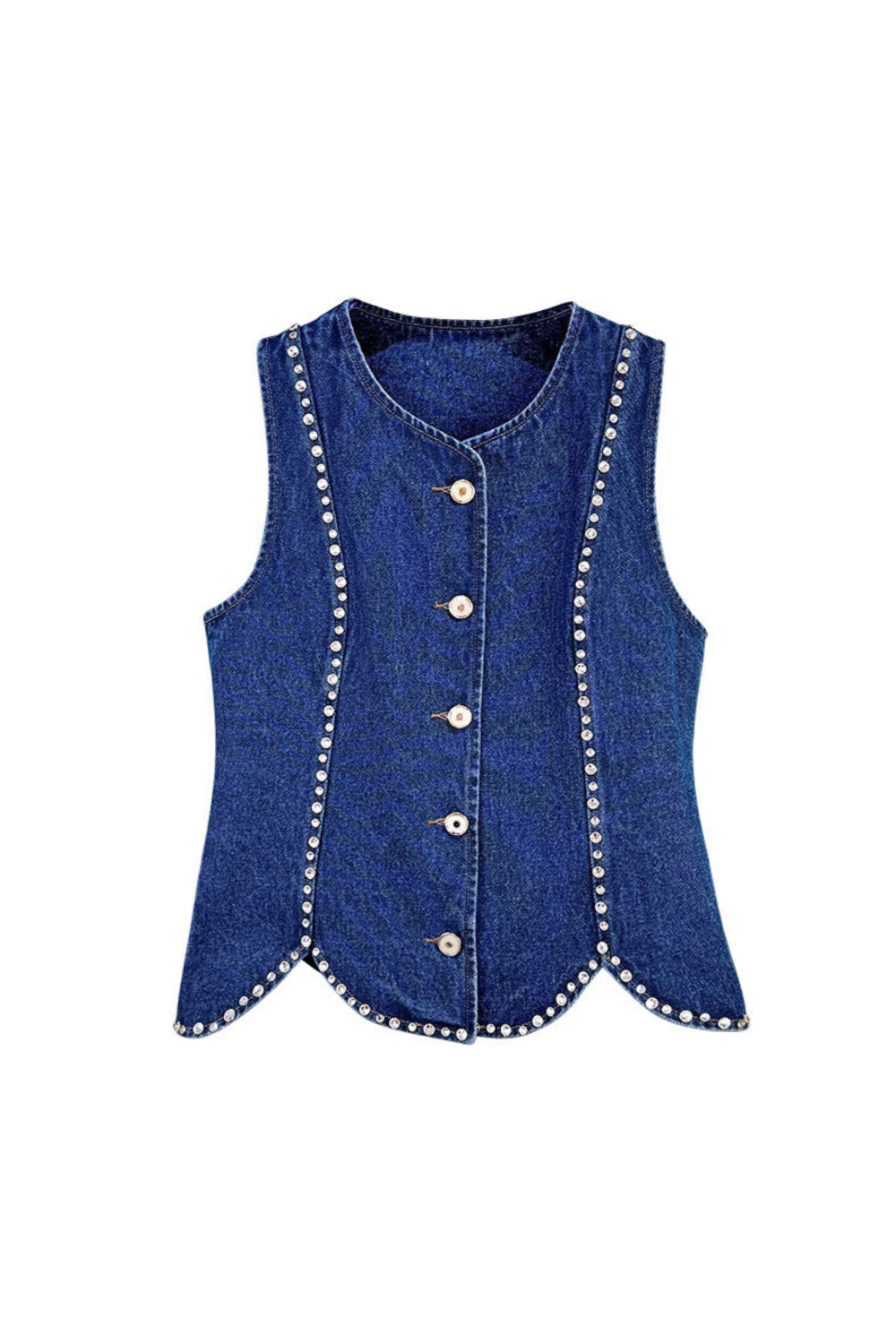 RHINESTONE DENIM TOP BLUE CASUAL PARTY