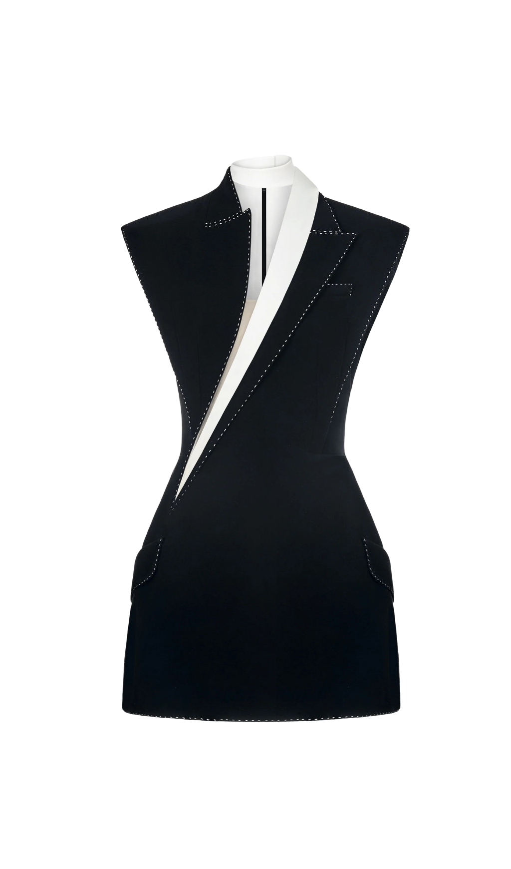 SHOULDER PAD BLACK MINI COCKTAIL DRESS