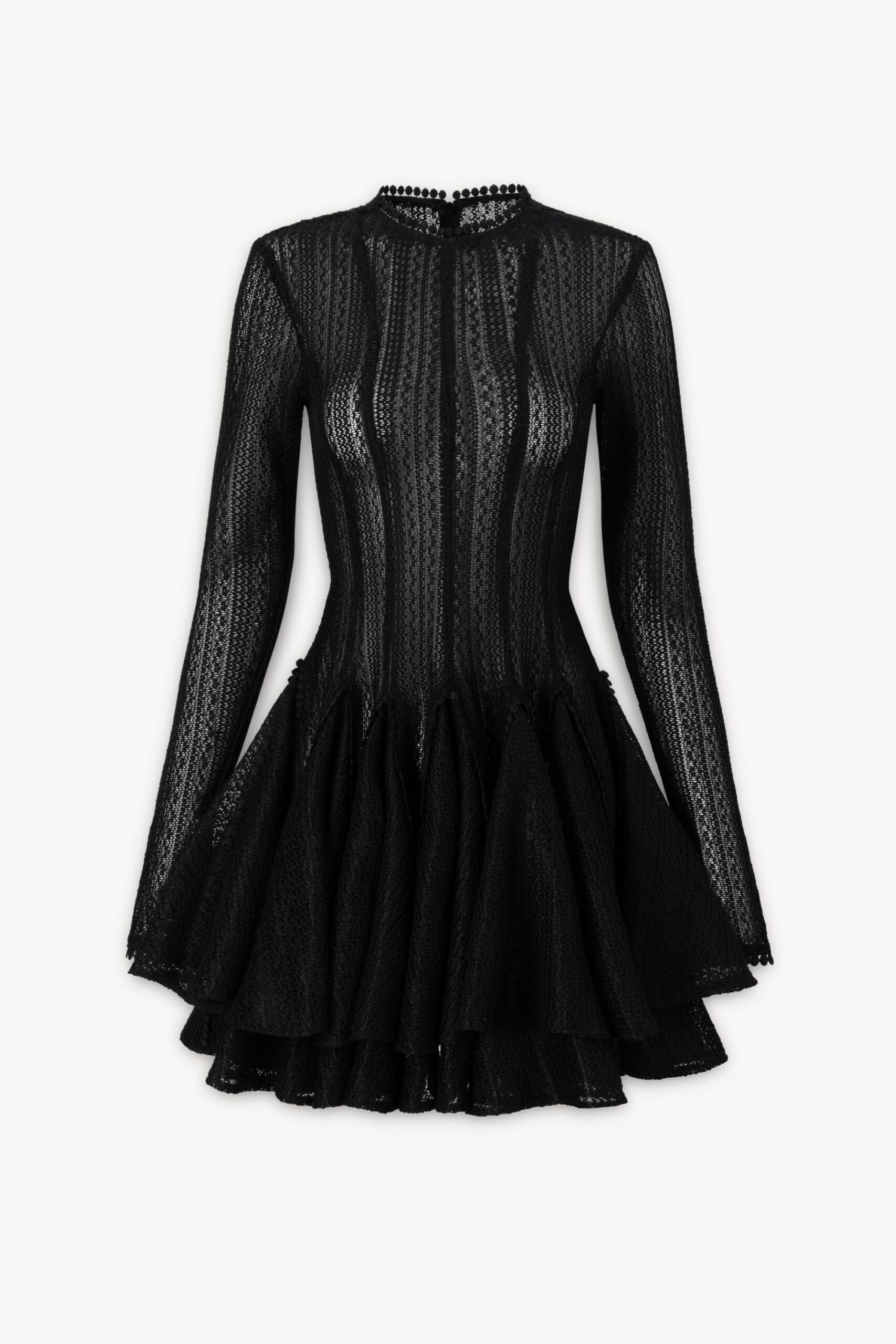 GIANA CROCHET LONG SLEEVE MINI DRESS, BOHO