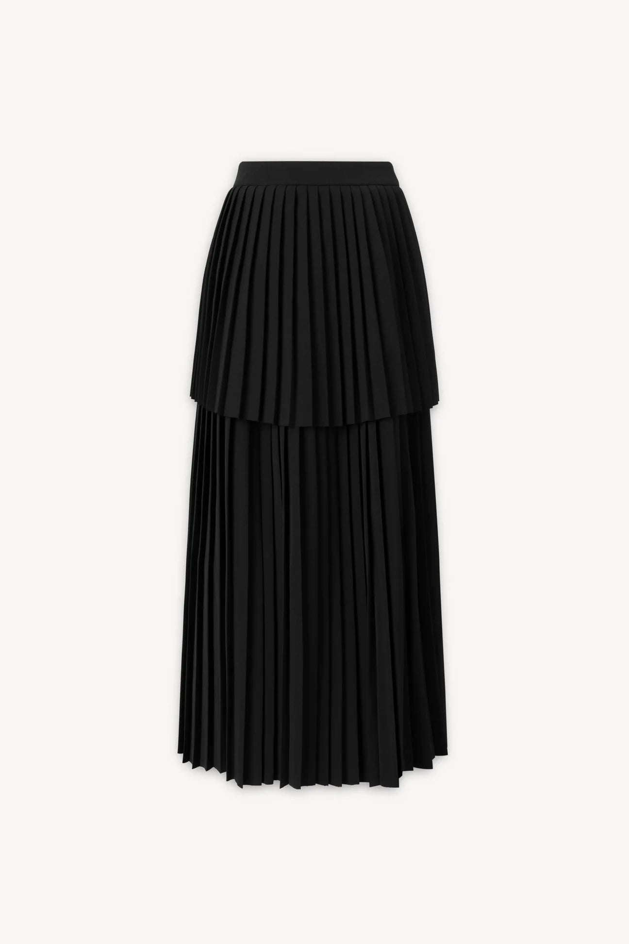 SLEEVELESS PLEATED SKIRT SUIT, BLACK, OFFICE WEAR