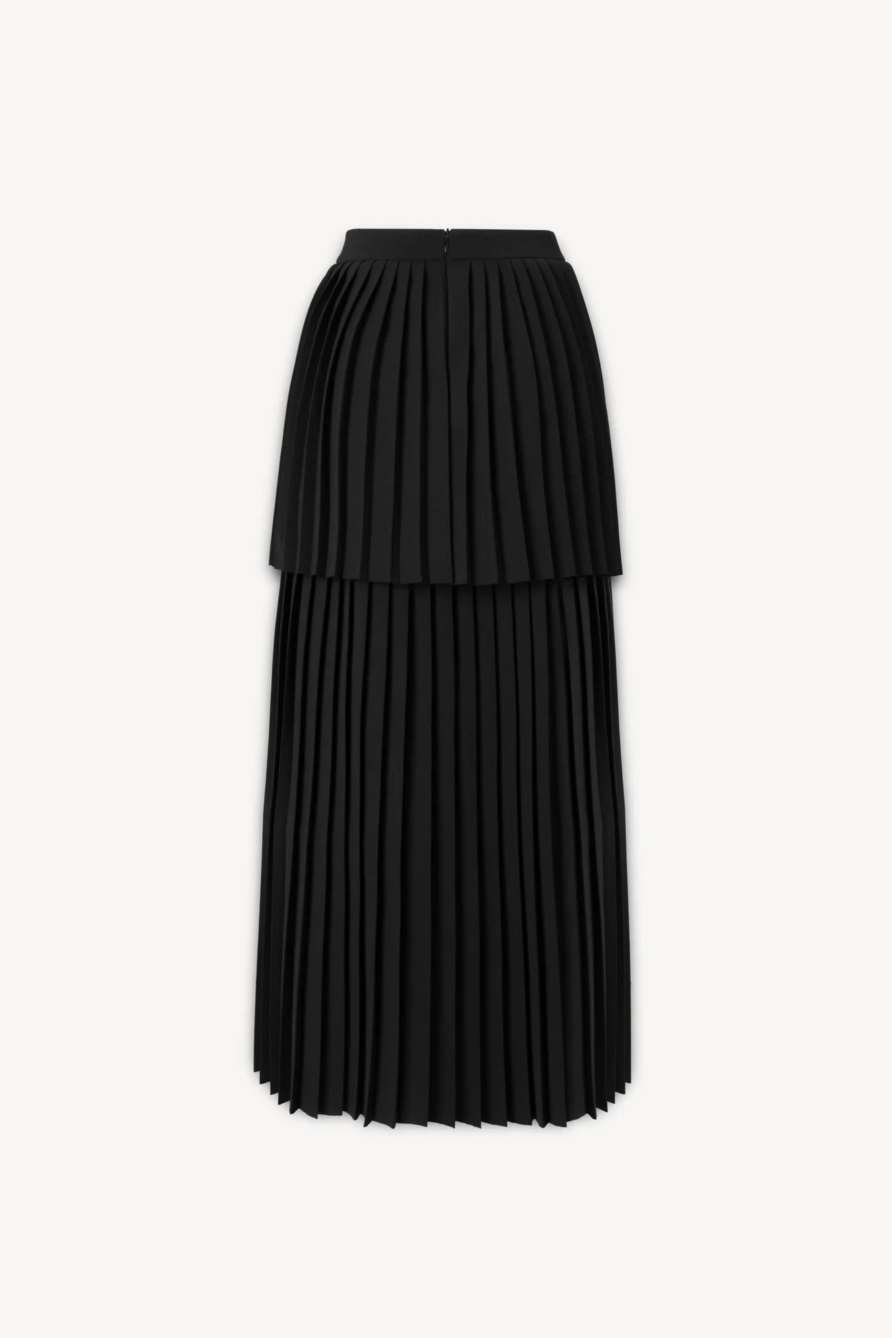 SLEEVELESS PLEATED SKIRT SUIT, BLACK, OFFICE WEAR
