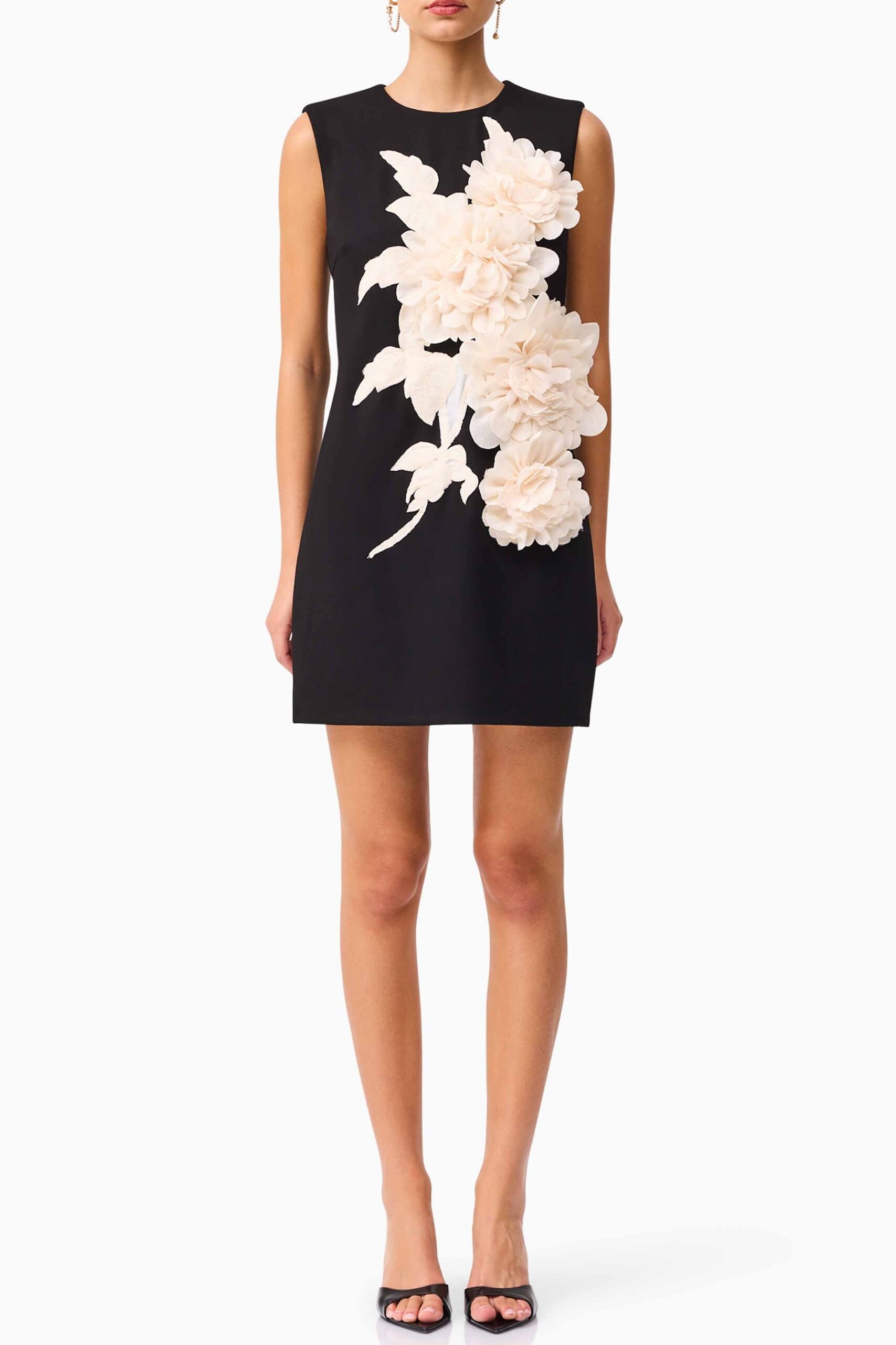 E4102512_BLACK_1 3D FLOWER MINI DRESS, BLACK, COCKTAIL PARTY