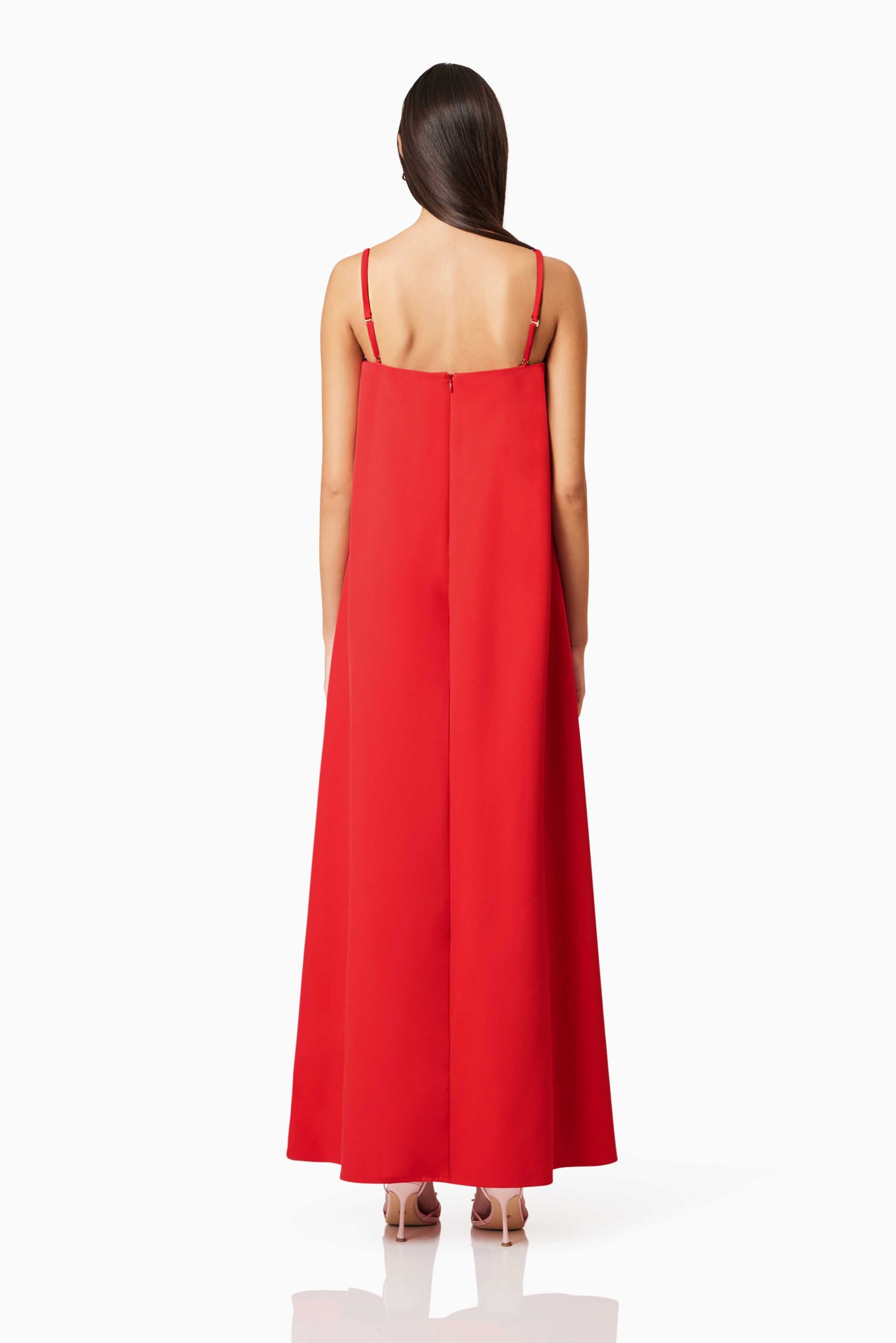 JUDY BUTTERCUP RED EMBROIDERED MAXI DRESS