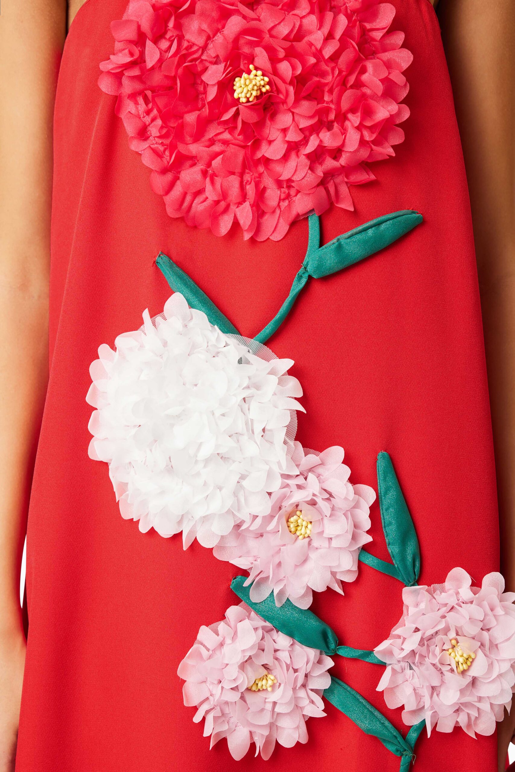 JUDY BUTTERCUP RED EMBROIDERED MAXI DRESS
