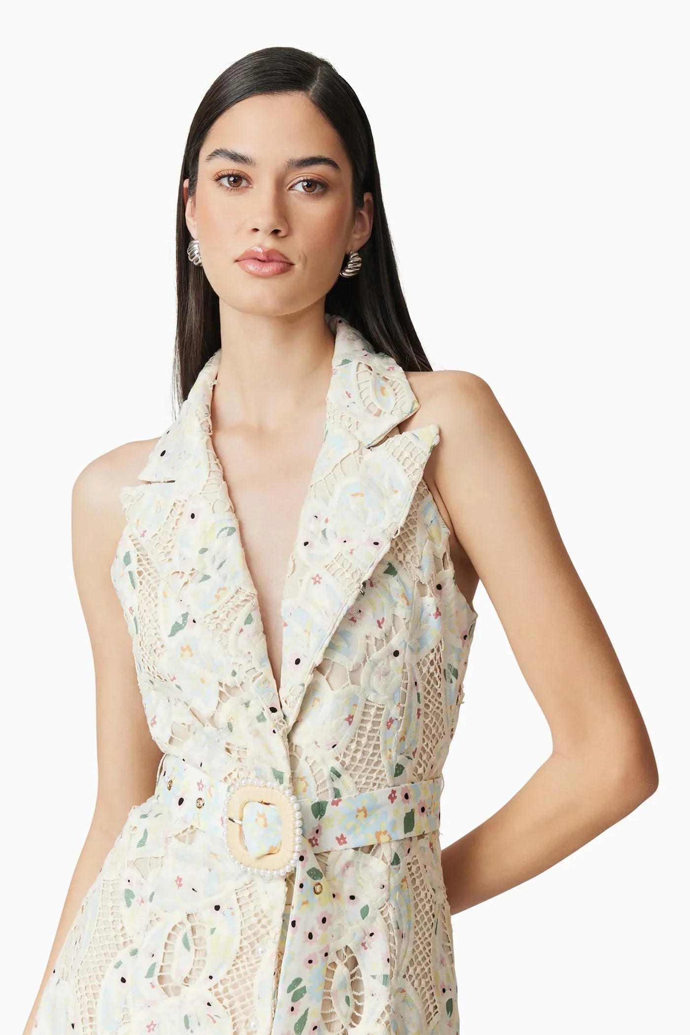 LISA V-NECK FLORAL MAXI DRESS, BEIGE