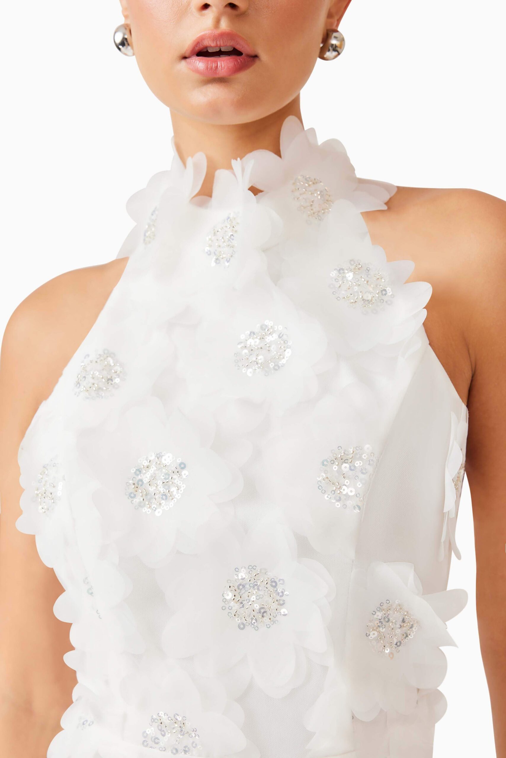 WHITE CHERRY BLOSSOM MINI DRESS FOR PARTY