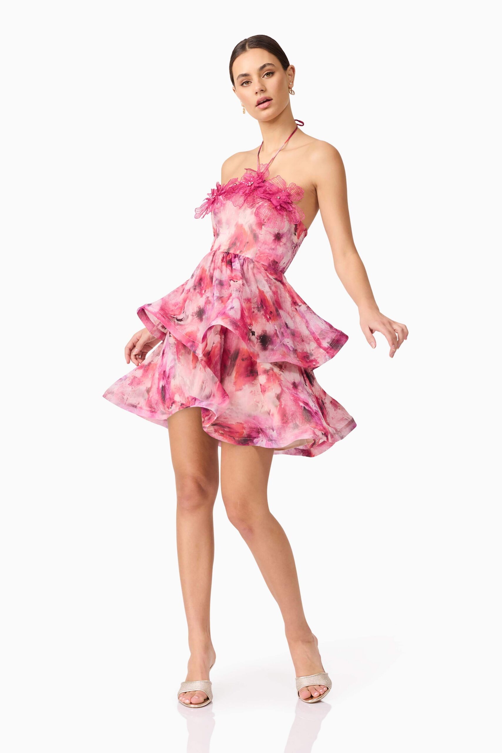 EVALINA FLORAL MINI DRESS FOR PARTY