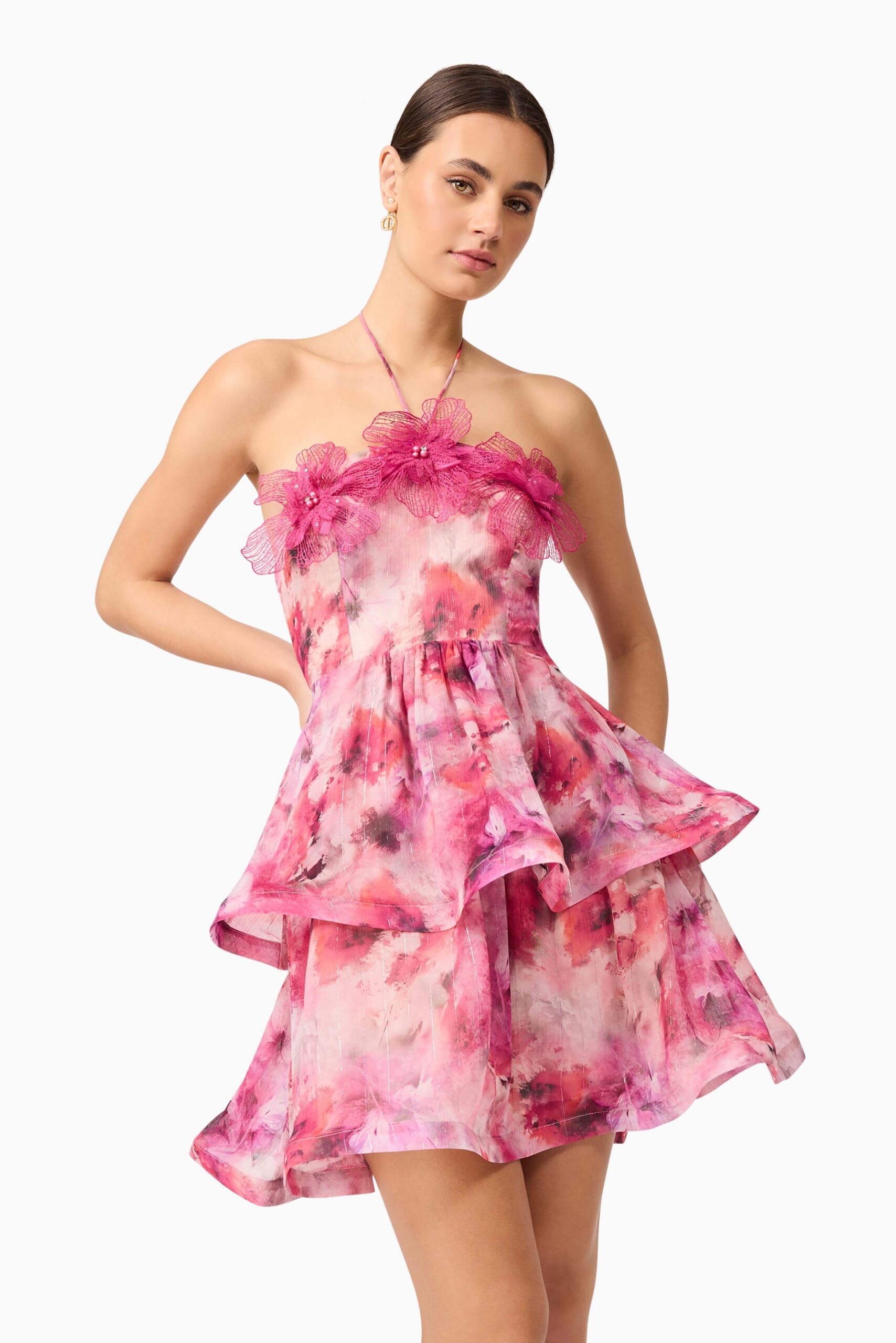 EVALINA FLORAL MINI DRESS FOR PARTY