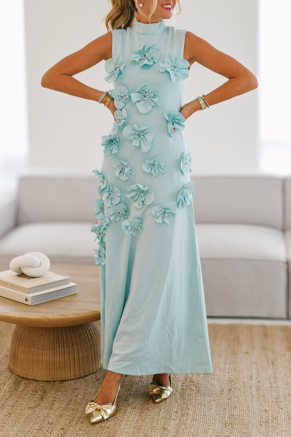 E972D84B-DC27-44BD-A80C-777EDF1041BB FANCI FLORAL APPLIQUE HIGH NECK MAXI MINT BLUE