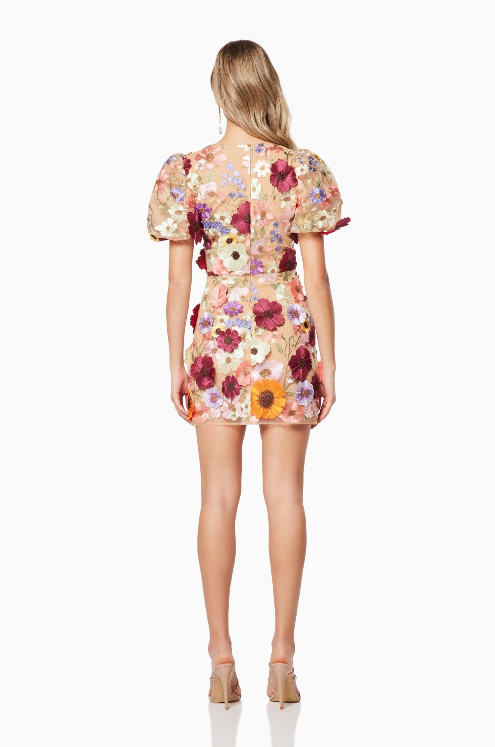 3D FLORAL PINK MINI DRESS FOR PARTIES