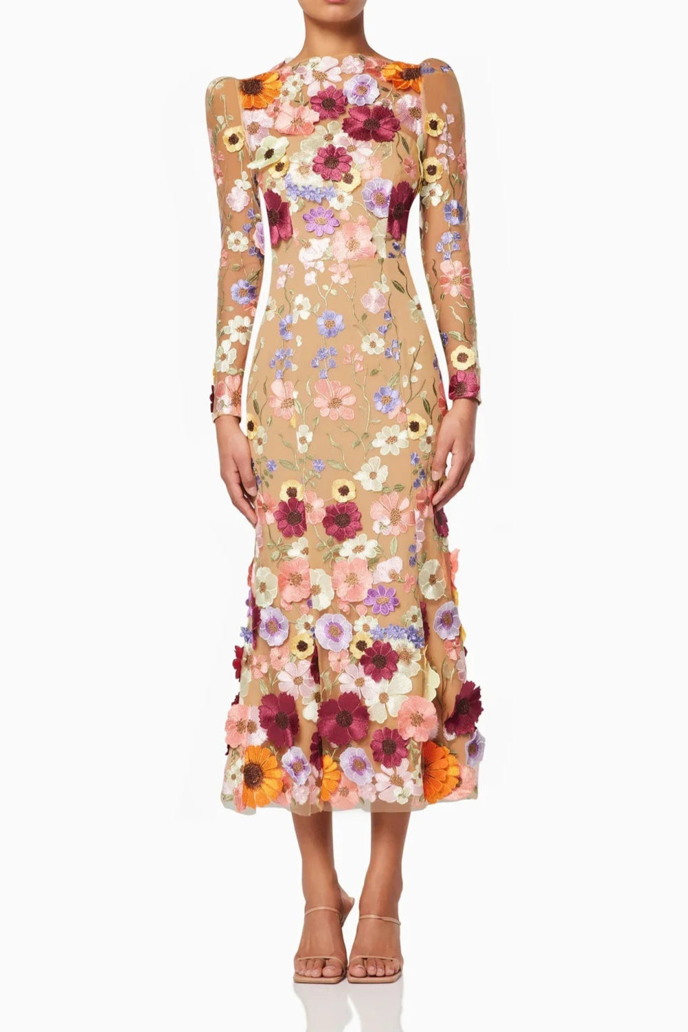 EB5012323_MULTI_1_R_1200x1800_4e8ce30f-2b6e-4ba4-8689-18ddf45175fc SHANNON 3D FLORAL MIDI DRESS FOR WEDDING GUEST