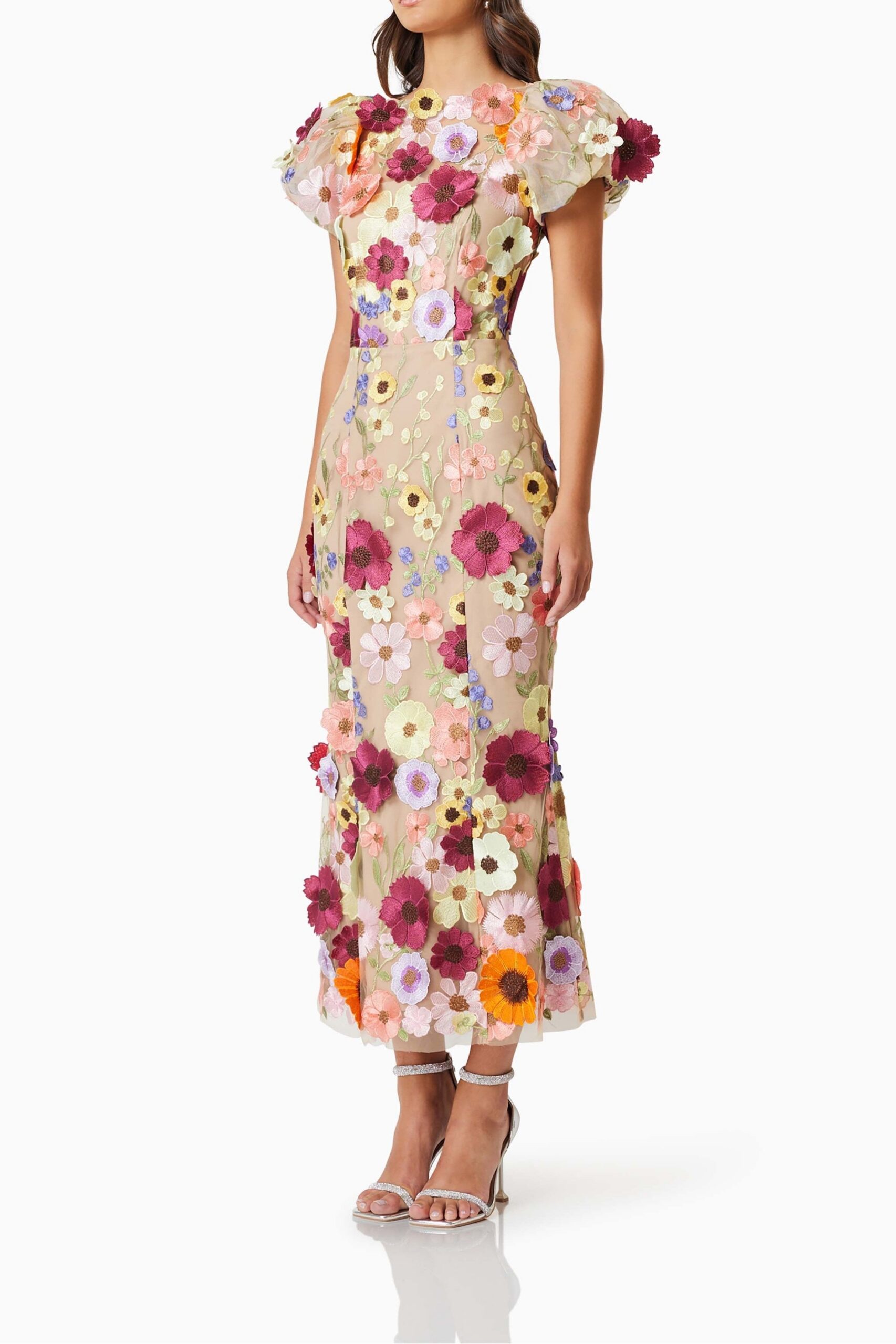 ASTRAEA 3D LACE PINK MAXI DRESS FOR EVENTS