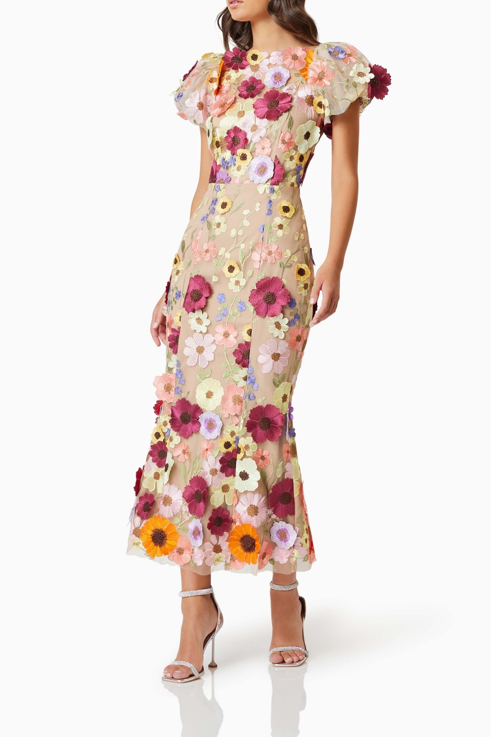 ASTRAEA 3D LACE PINK MAXI DRESS FOR EVENTS