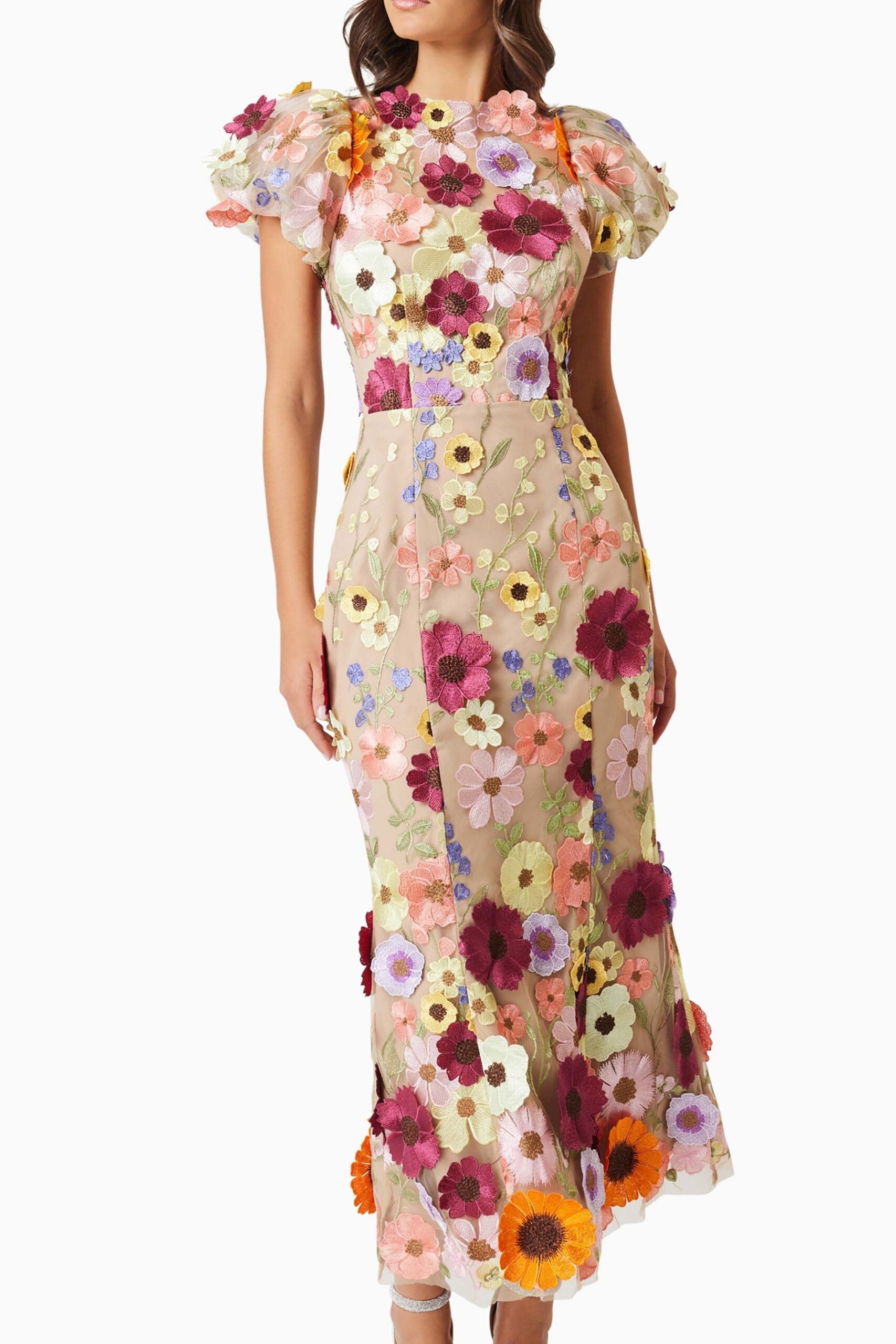 ASTRAEA 3D LACE PINK MAXI DRESS FOR EVENTS