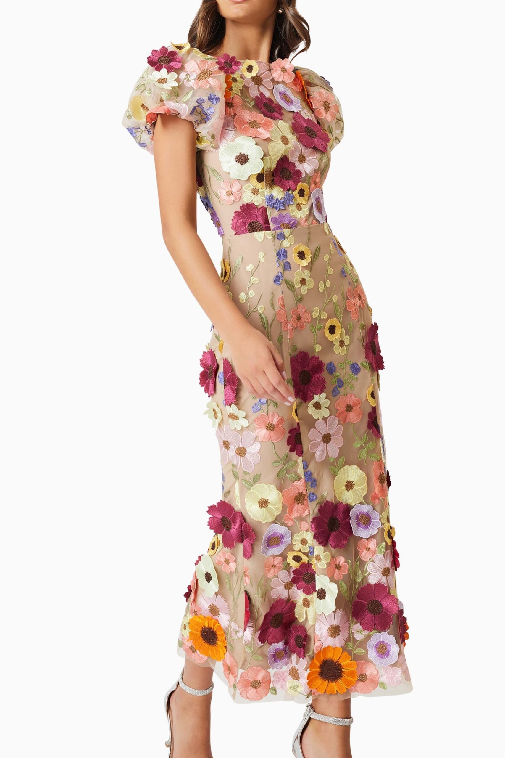 ASTRAEA 3D LACE PINK MAXI DRESS FOR EVENTS