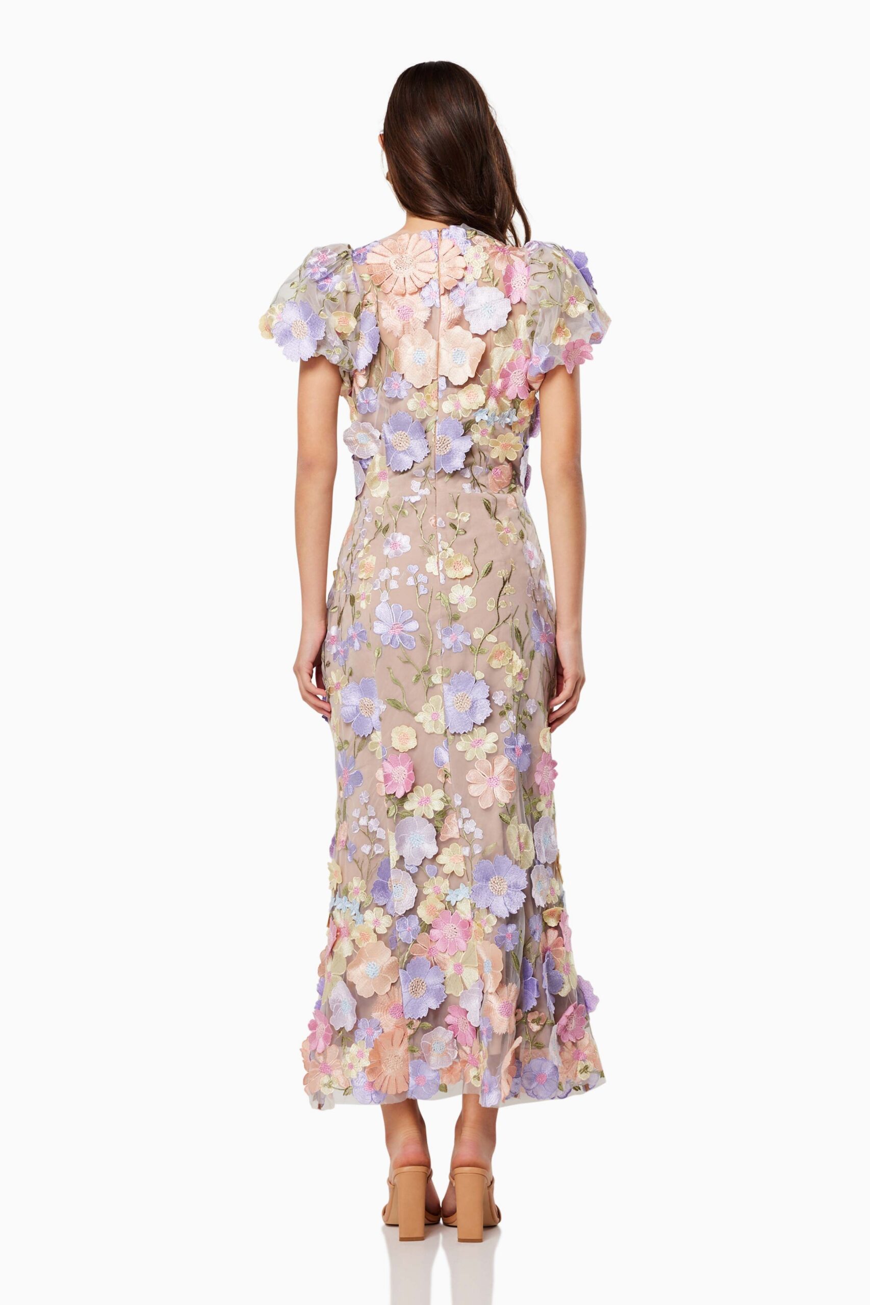 ASTRAEA 3D LACE PURPLE MAXI DRESS