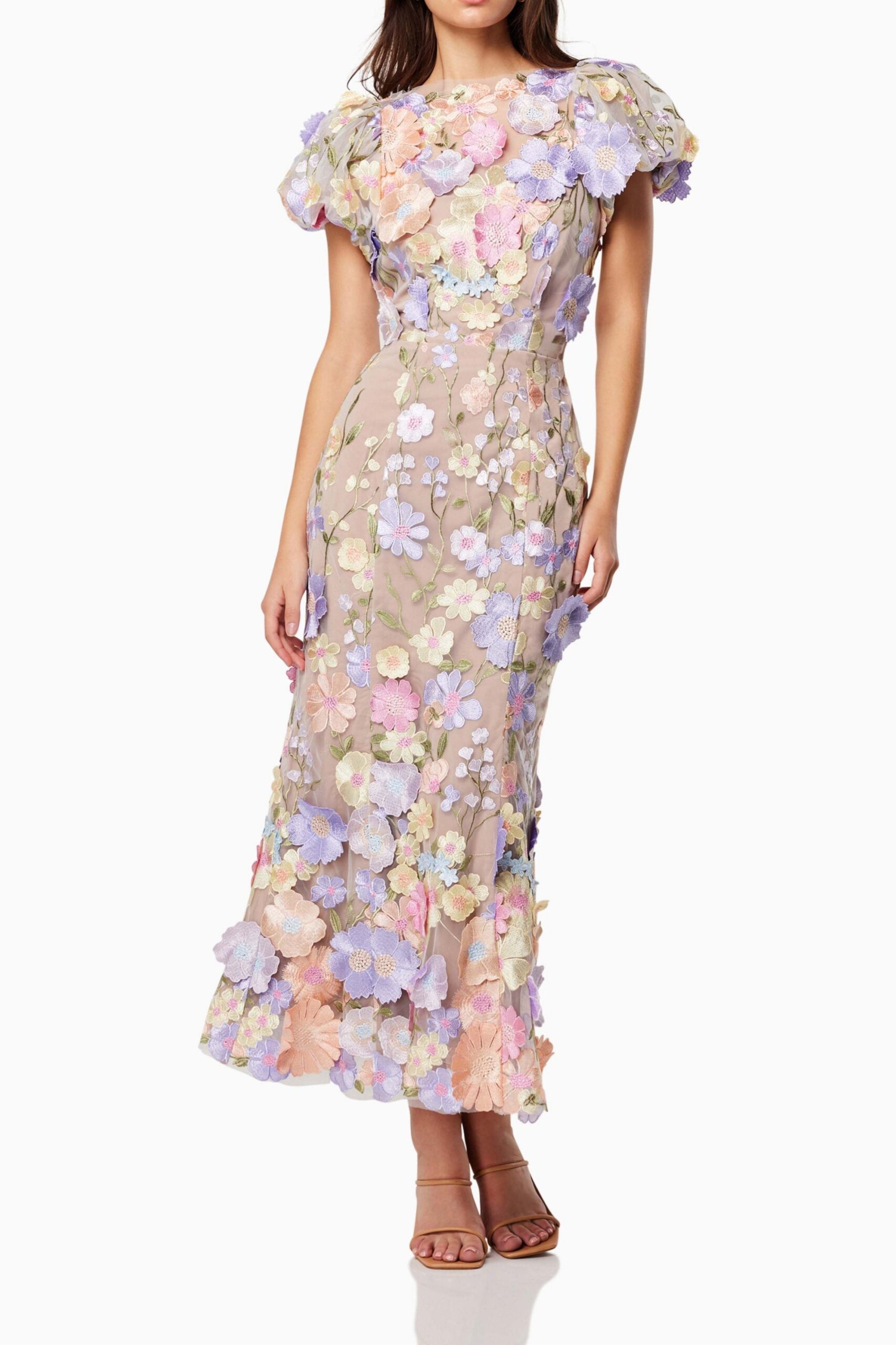 ASTRAEA 3D LACE PURPLE MAXI DRESS