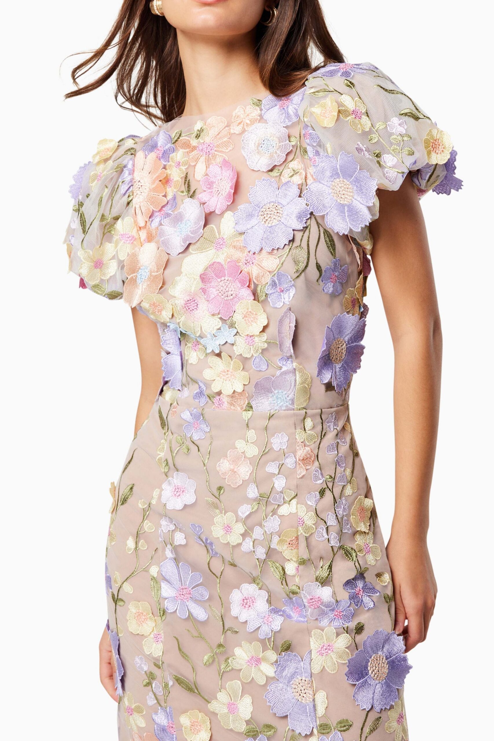 ASTRAEA 3D LACE PURPLE MAXI DRESS