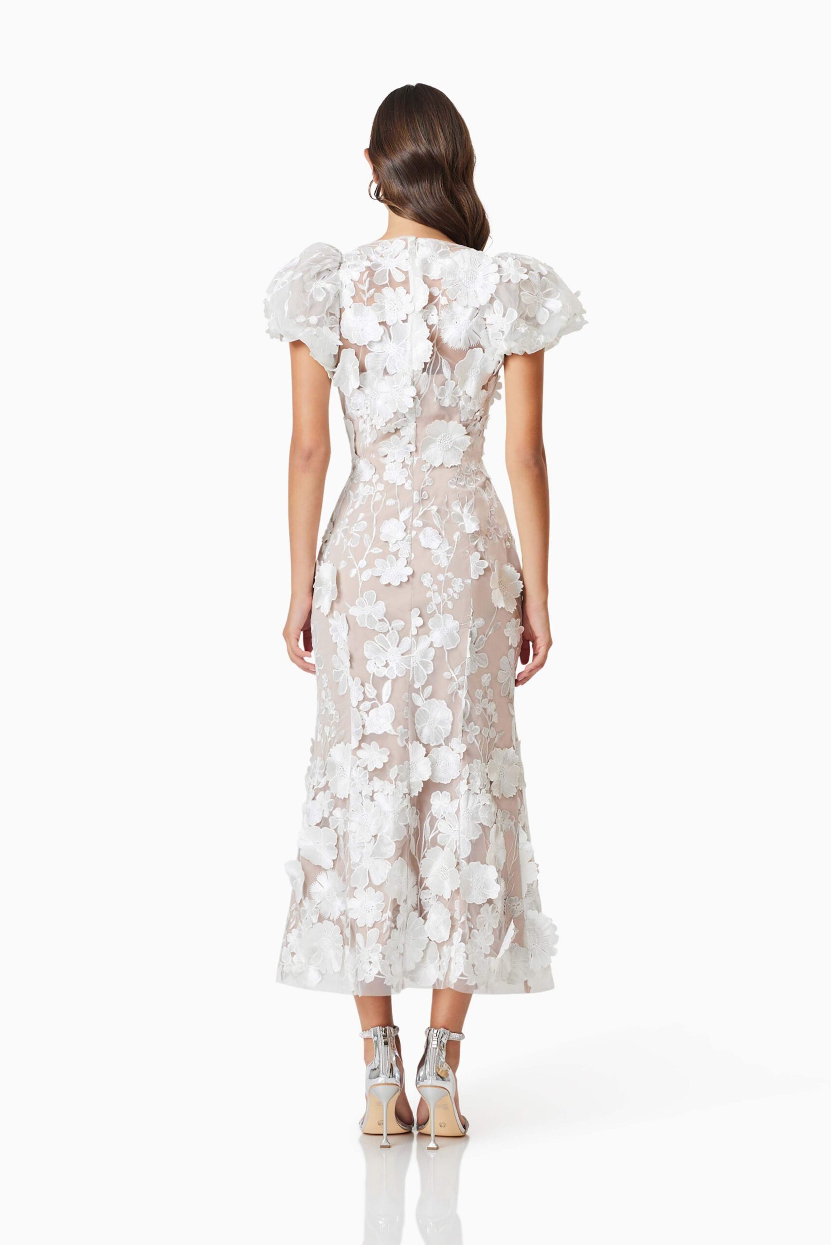 ASTRAEA 3D LACE WHITE MAXI DRESS