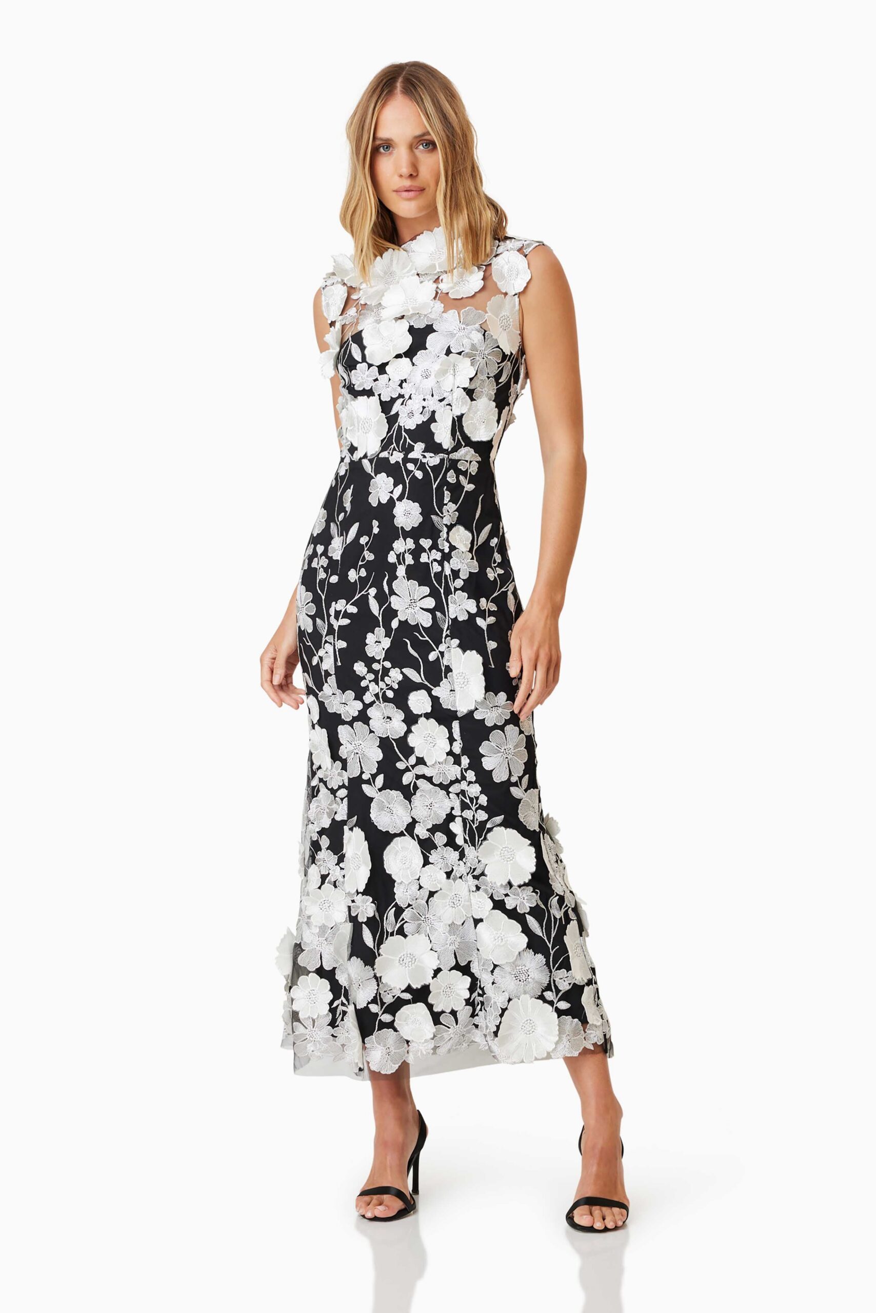 SELENE BLACK MIDI COCKTAIL DRESS FOR EVENING