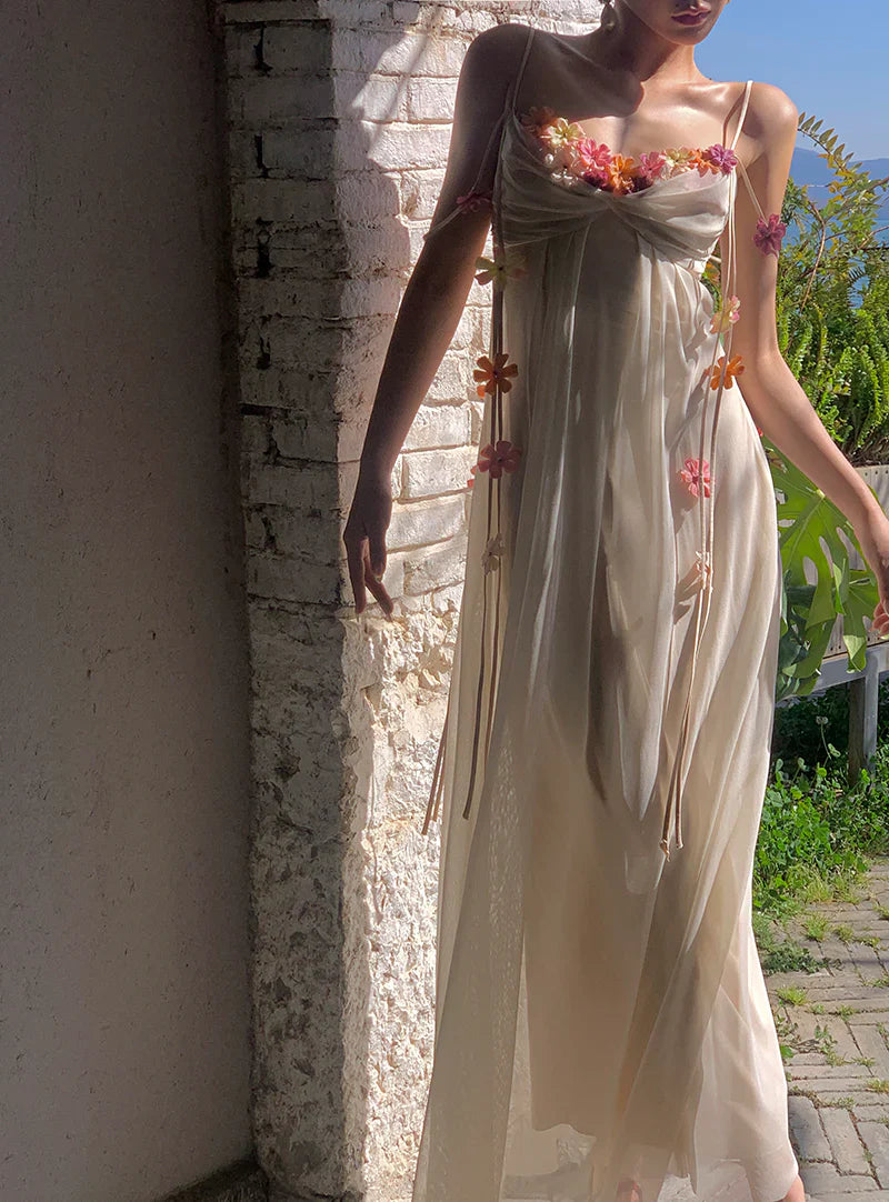 FARAH FLORAL MAXI DRESS IVORY - BOHO WEDDING GUEST