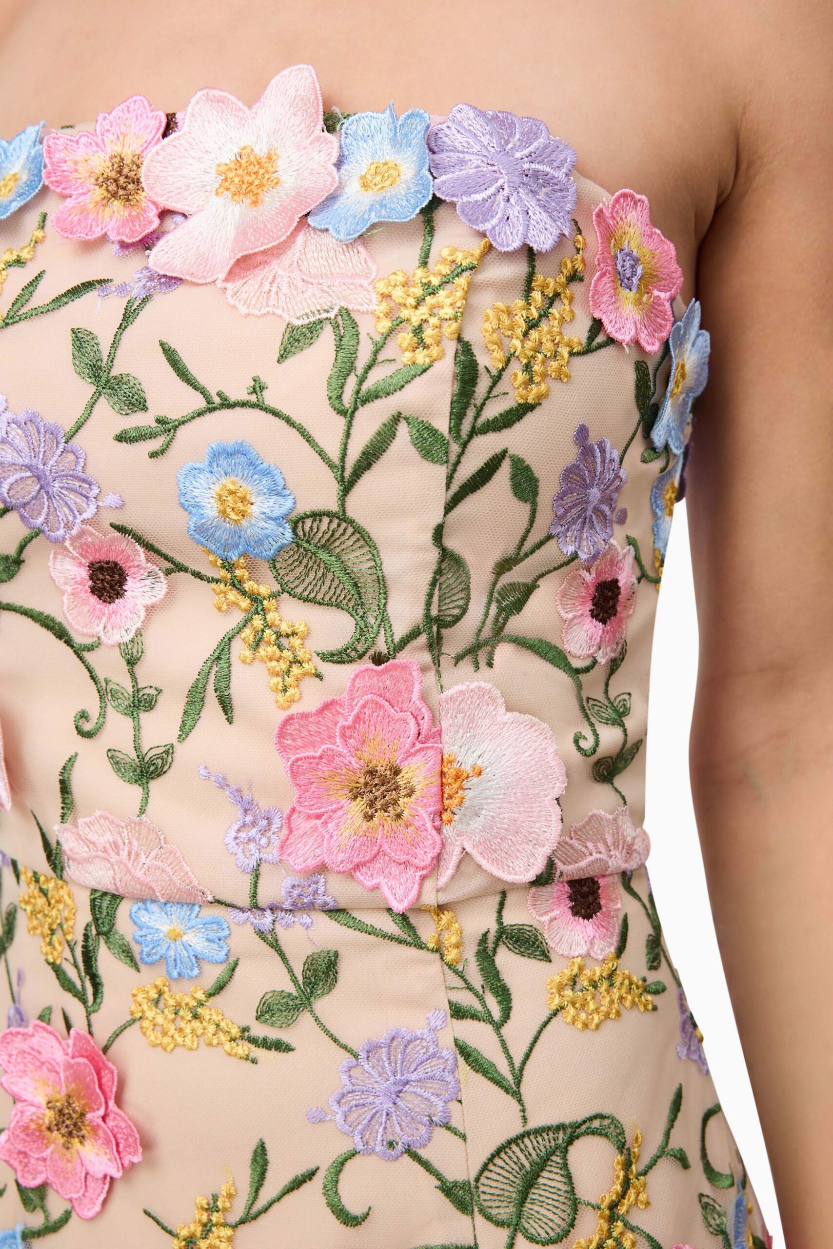 HELENA STRAPLESS FLORAL MIDI DRESS FOR WEDDING