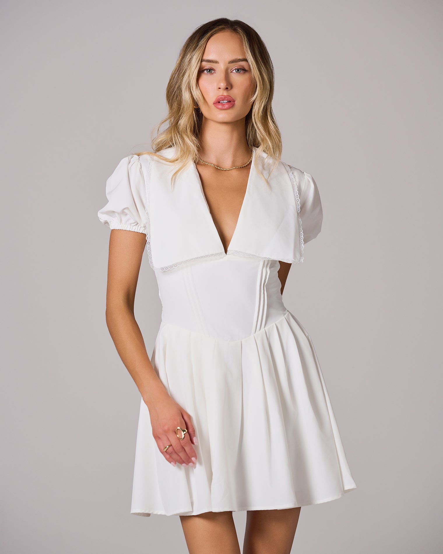 EGLANTINE PLEATED MINI DRESS FOR PARTY