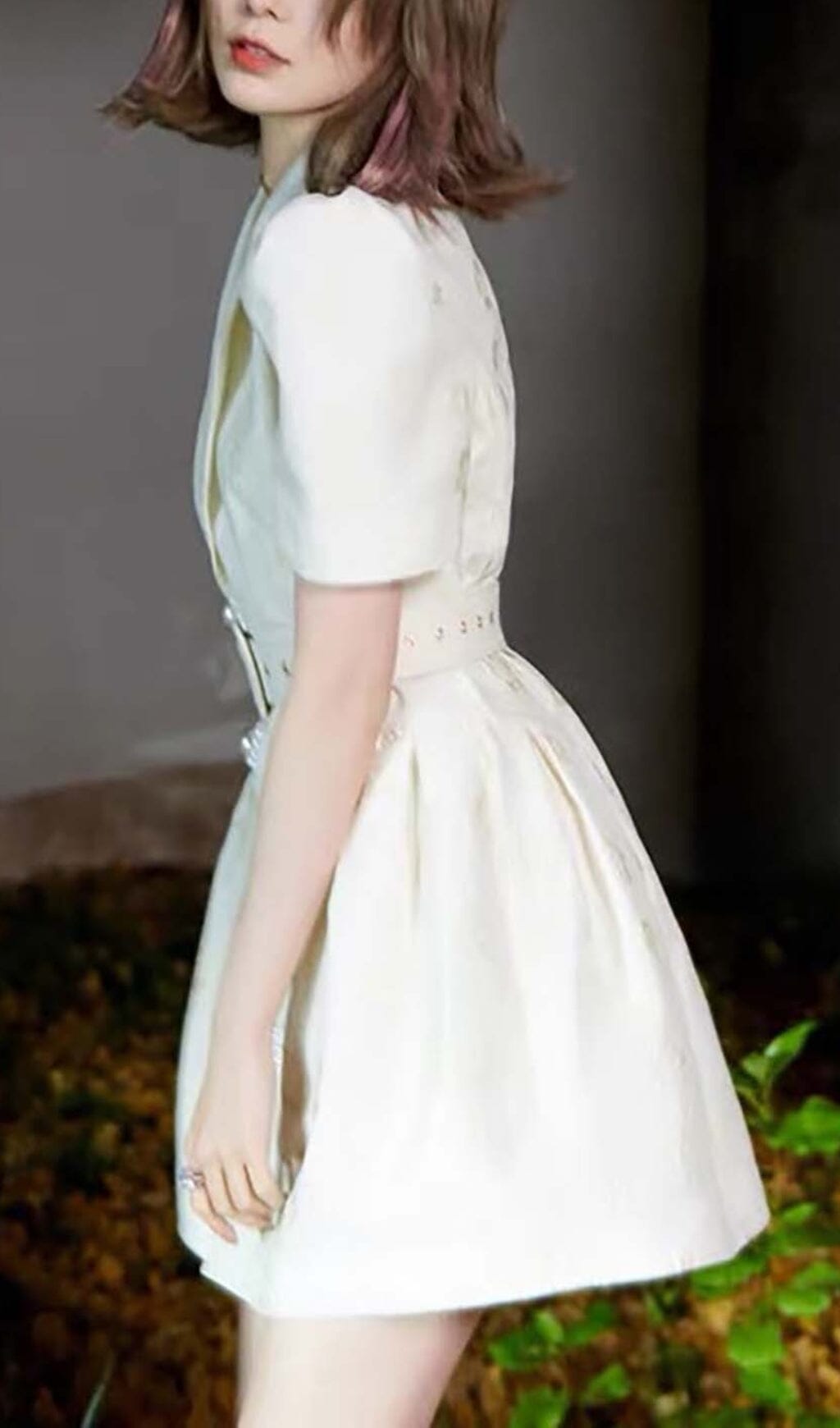 EMBROIDERED WHITE JACKET DRESS FOR WEDDING GUEST