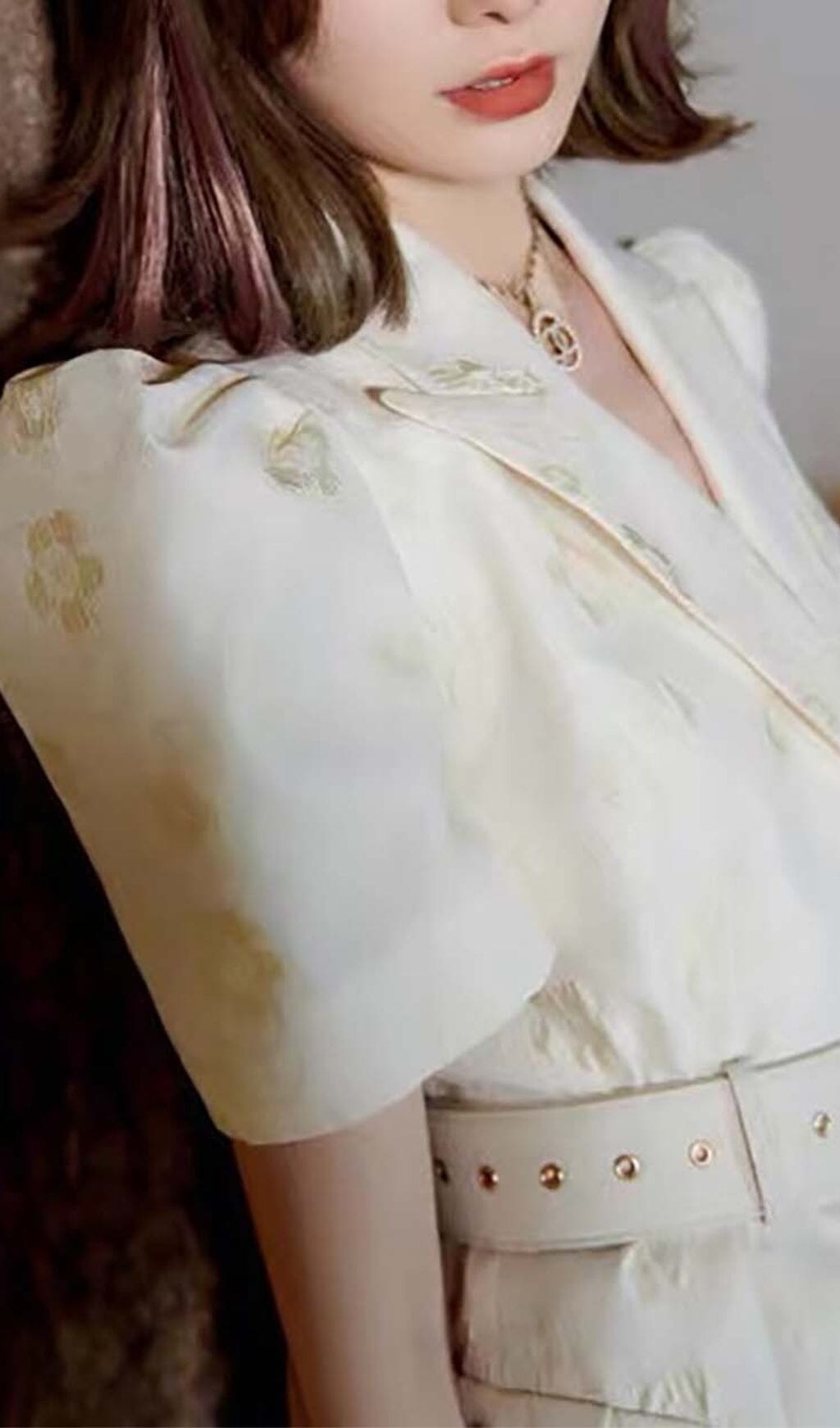 EMBROIDERED WHITE JACKET DRESS FOR WEDDING GUEST