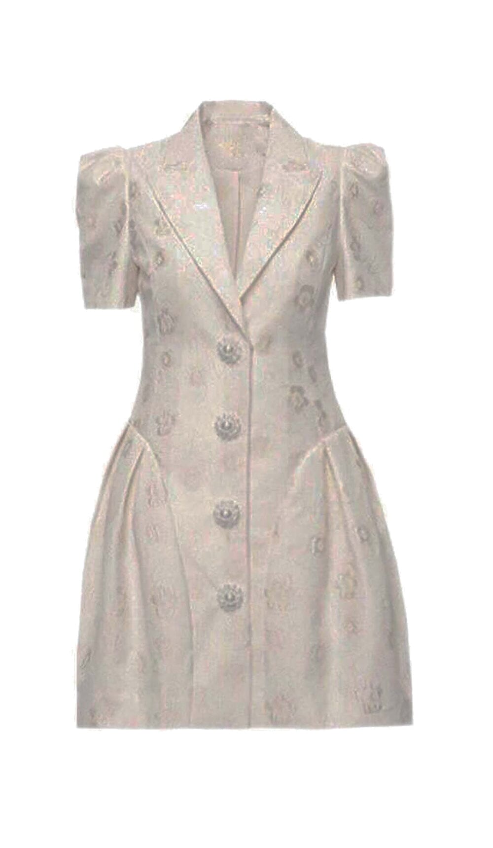 EMBROIDERED WHITE JACKET DRESS FOR WEDDING GUEST