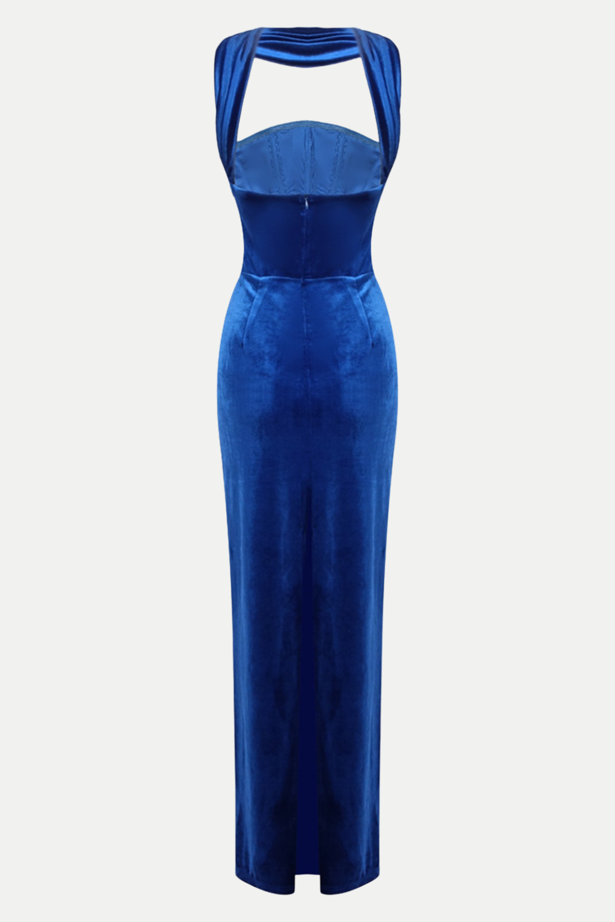 ELEGANT VELVET HALTER MAXI DRESS FOR EVENING