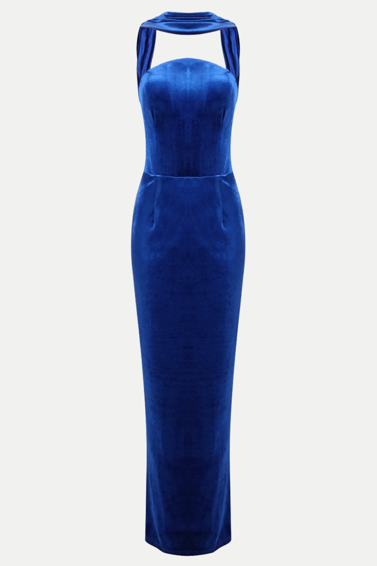 ELEGANT VELVET HALTER MAXI DRESS FOR EVENING