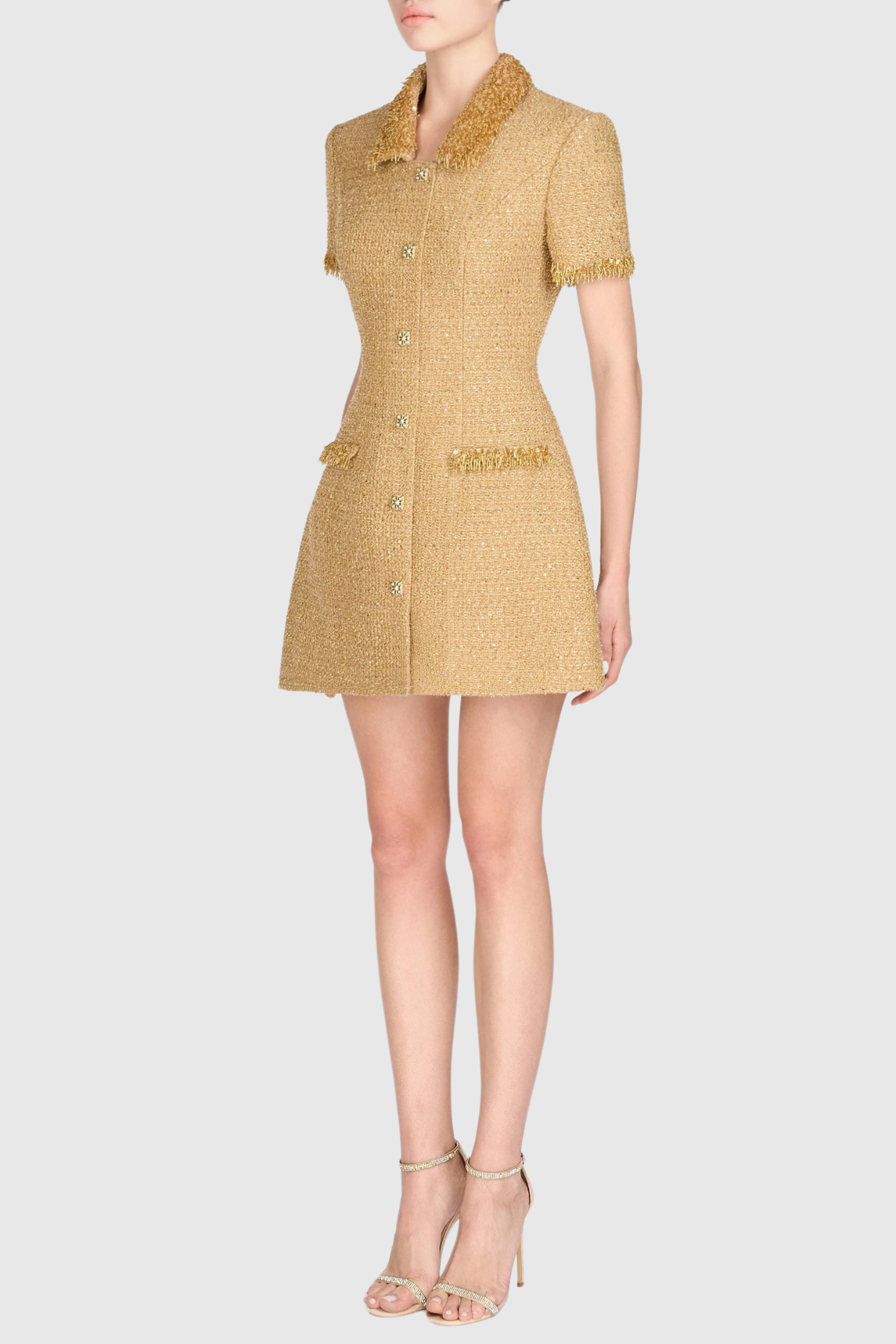 ELBORNO GOLD MINI DRESS, EMBELLISHED PARTY