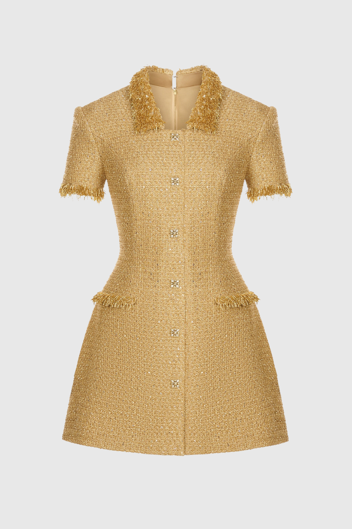ELBORNO GOLD MINI DRESS, EMBELLISHED PARTY