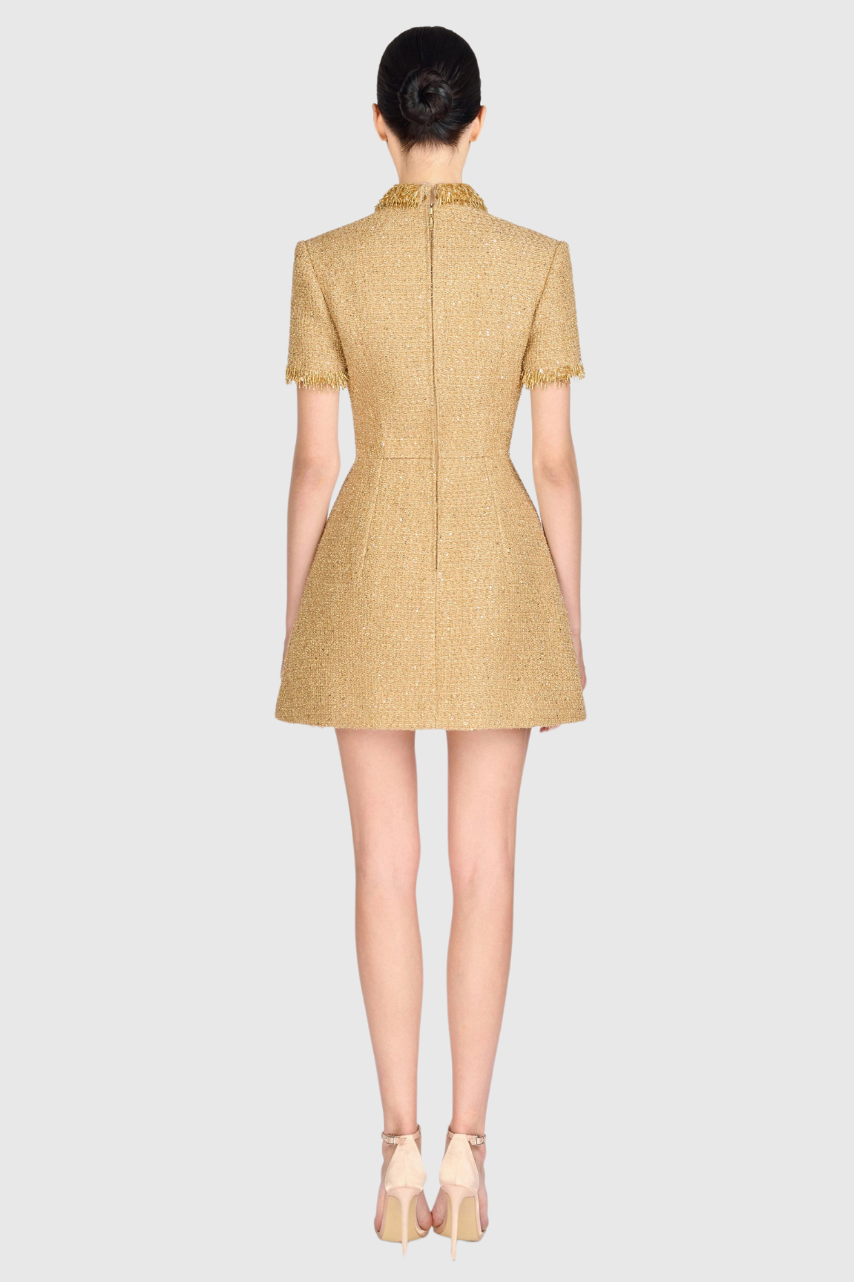 ELBORNO GOLD MINI DRESS, EMBELLISHED PARTY
