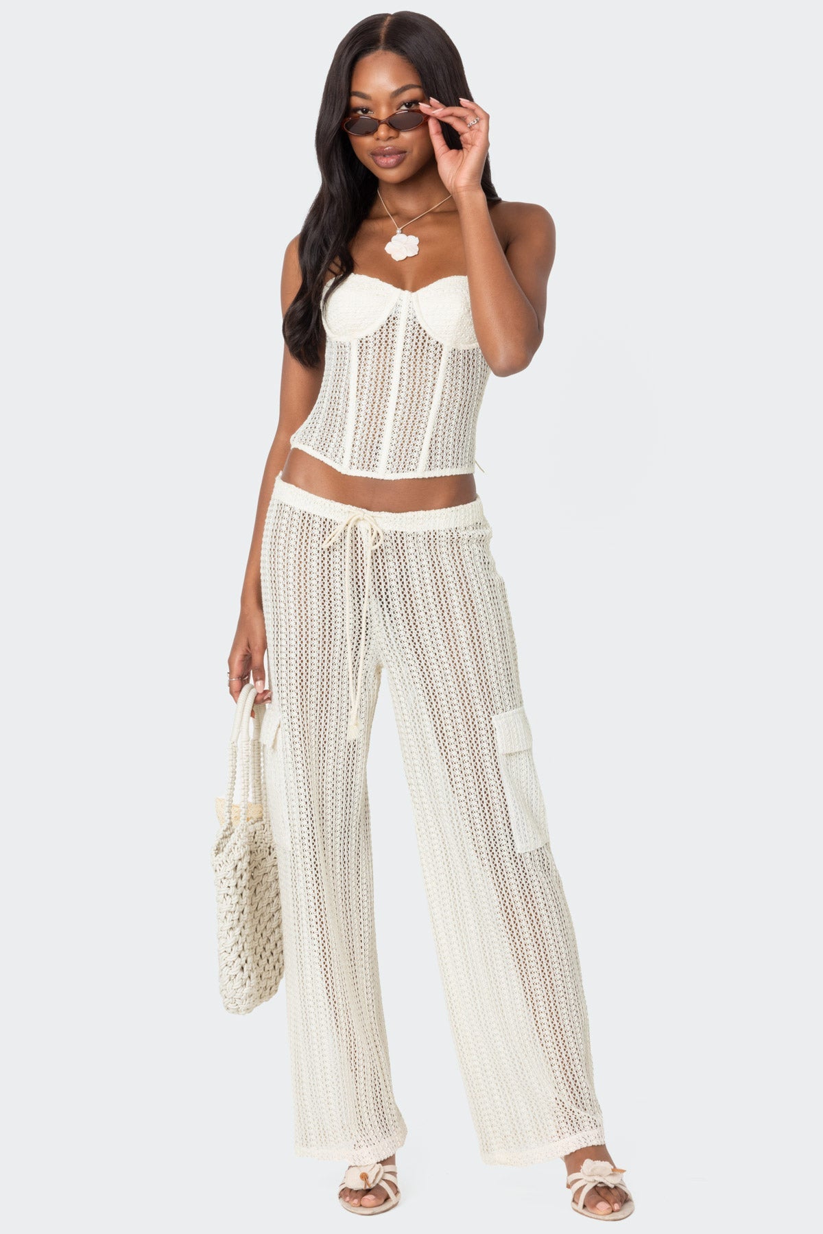 INES SHEER CROCHET CORSET TOP FOR NIGHT OUT