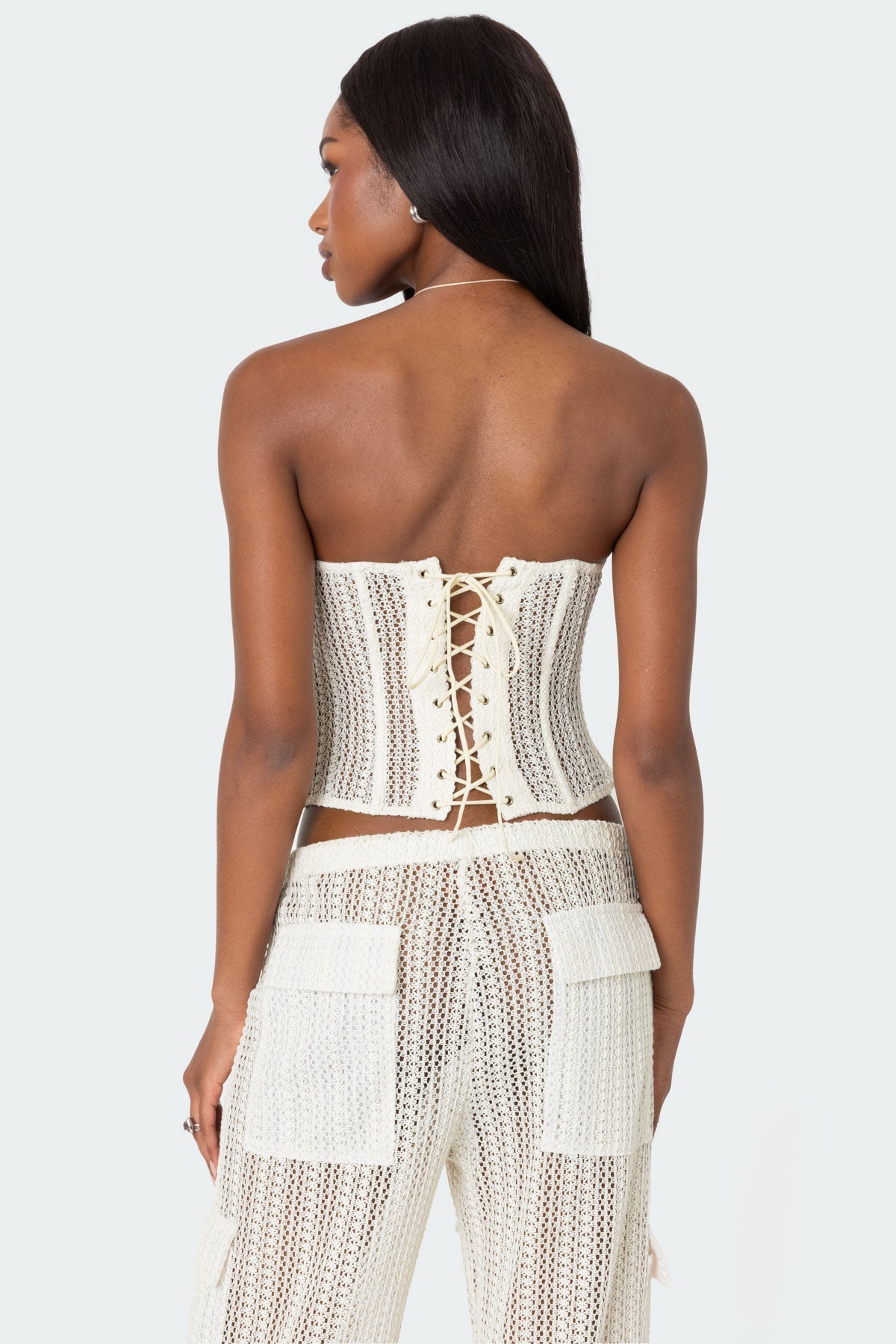 INES SHEER CROCHET CORSET TOP FOR NIGHT OUT