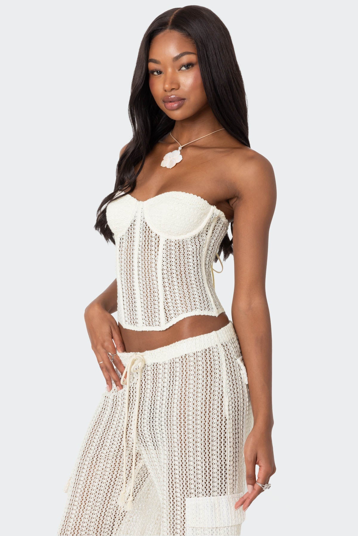 INES SHEER CROCHET CORSET TOP FOR NIGHT OUT
