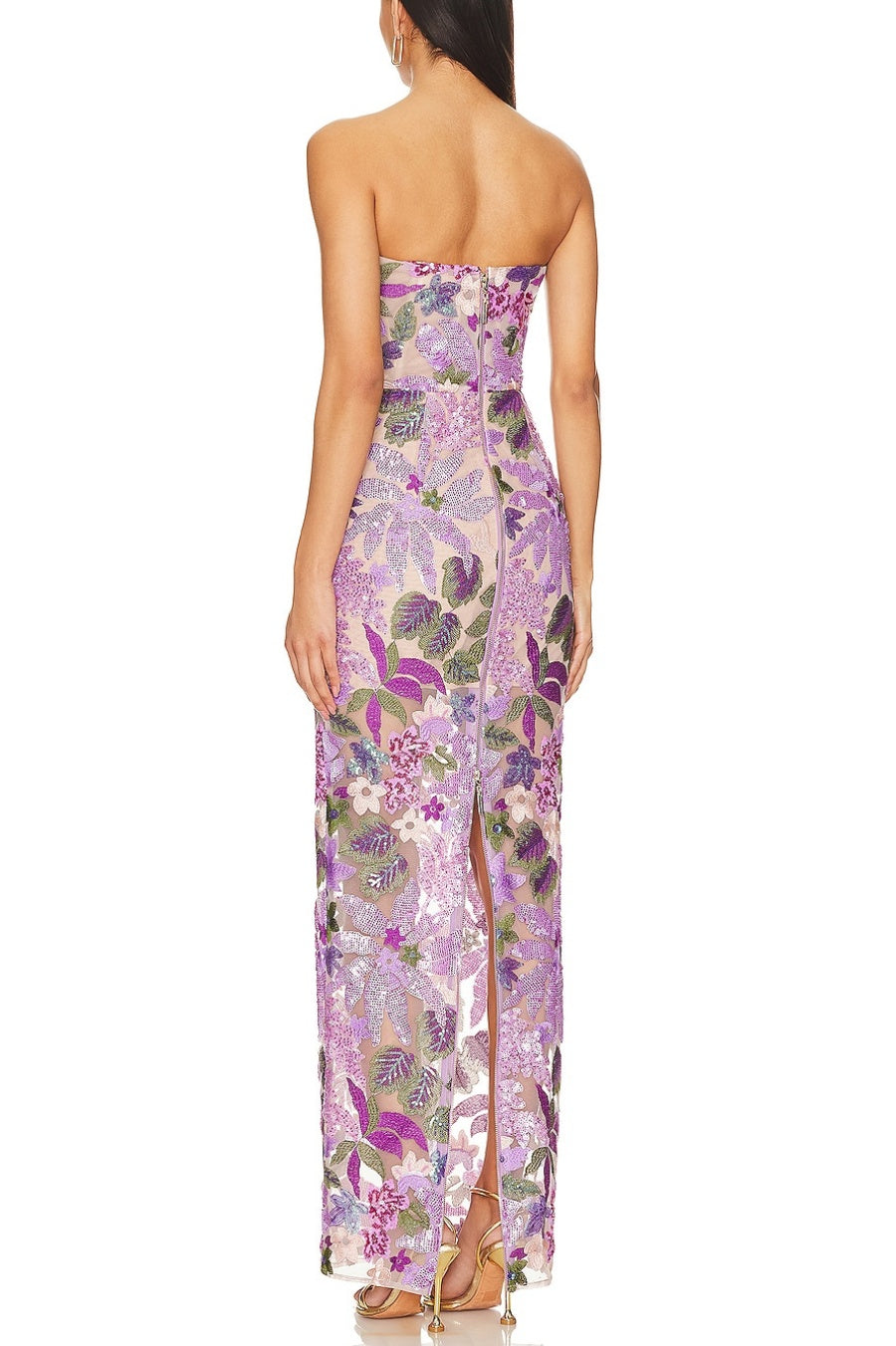 ELARA SEQUIN STRAPLESS MAXI DRESS - PURPLE