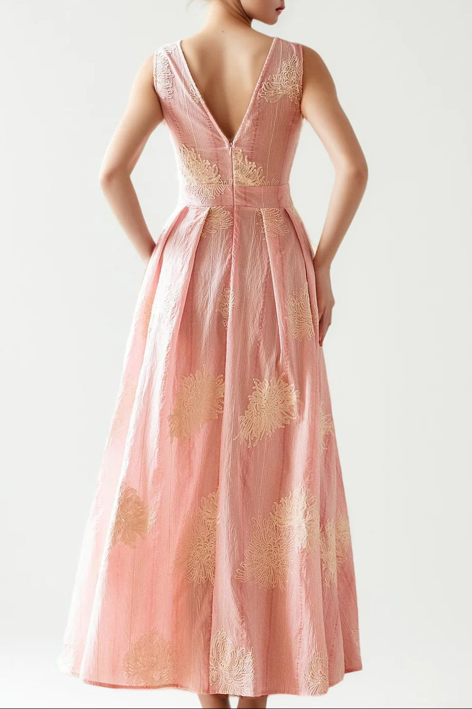 PINK CROCHET SLEEVELESS BACKLESS MAXI DRESS