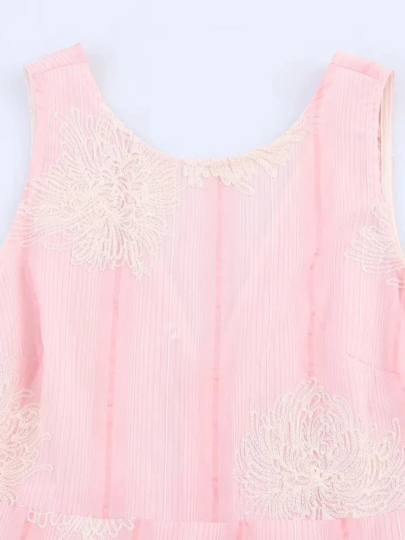 PINK CROCHET SLEEVELESS BACKLESS MAXI DRESS