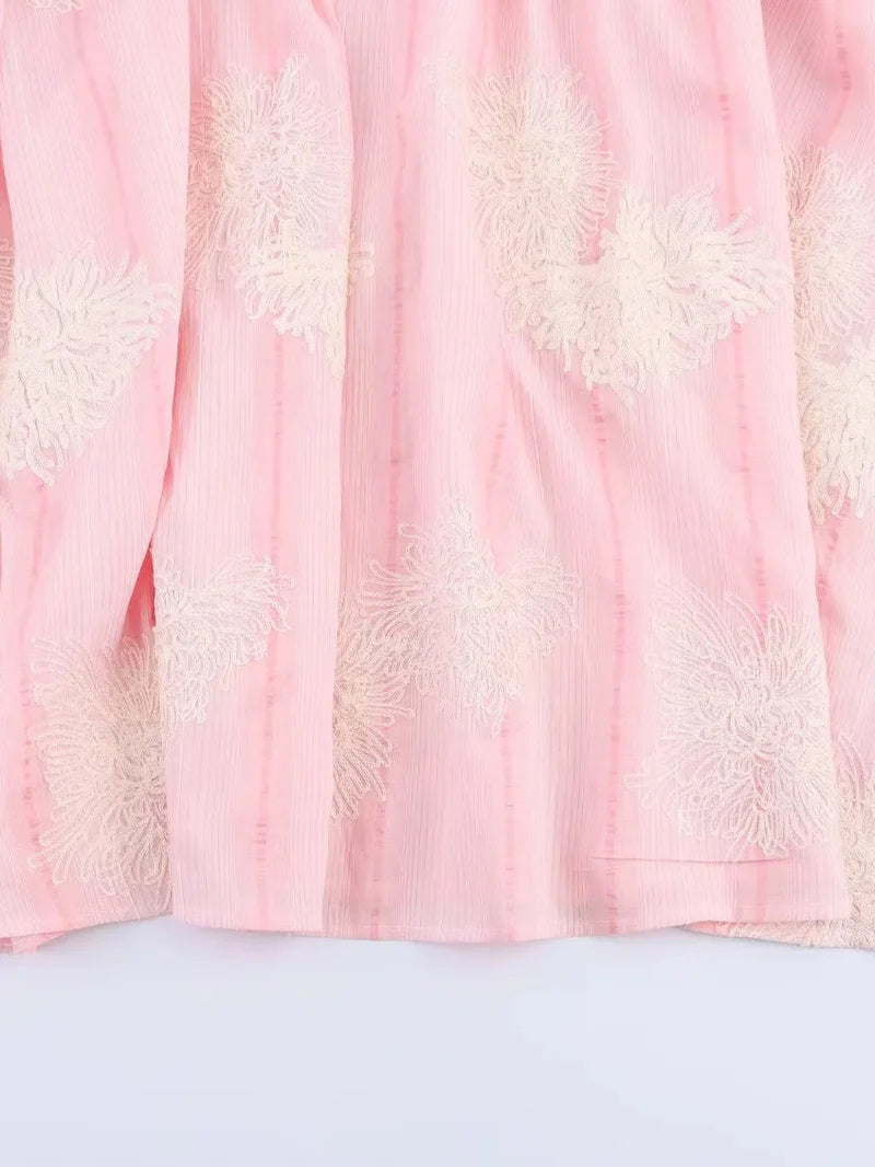 PINK CROCHET SLEEVELESS BACKLESS MAXI DRESS