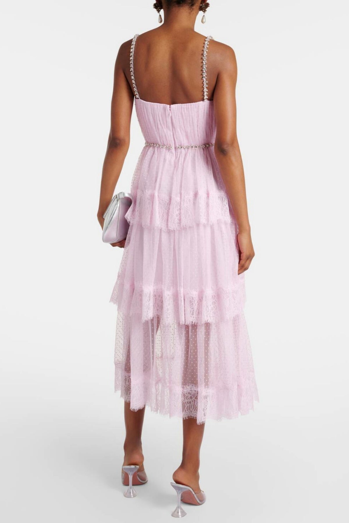 ELGINE CRYSTAL LACE MIDI DRESS FOR EVENTS