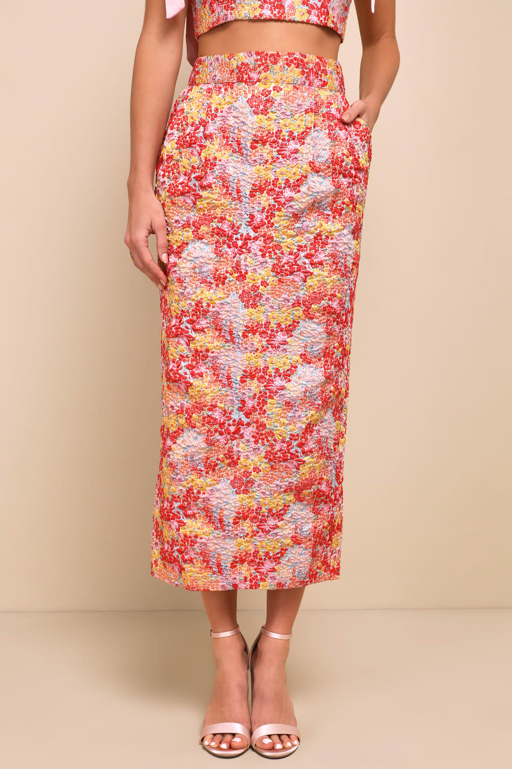 PINK MULTI METALLIC STRAP MIDI PARTY DRESS