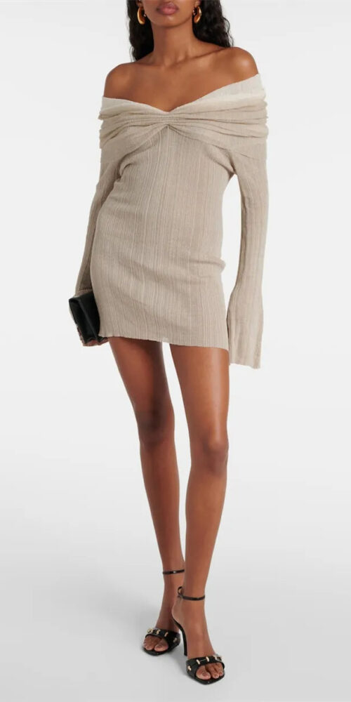 ELMA OFF SHOULDER FLARED KNIT MINI DRESS ELMA OFF SHOULDER FLARED KNIT MINI DRESS