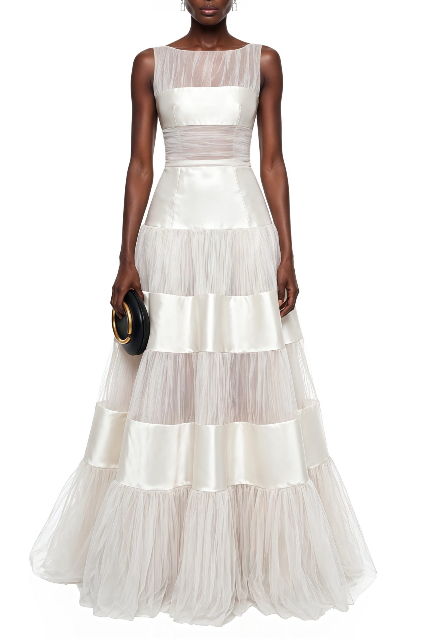 EloiseWhiteMeshPanelMaxiDresswithSatinStripes_1 SABRINA WHITE MESH PANEL MAXI DRESS SATIN STRIPE