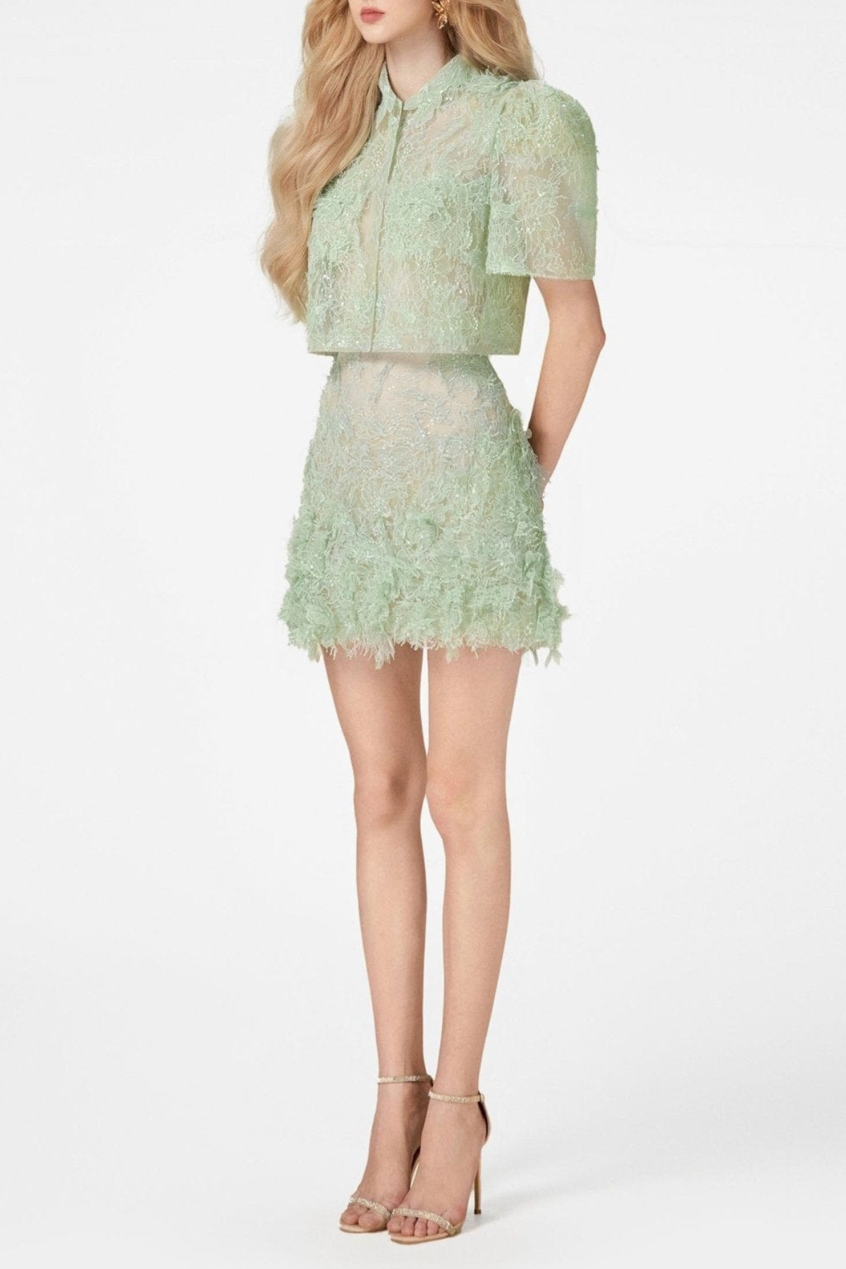 ELSEA LACE SKIRT SET - GREEN WEDDING GUEST