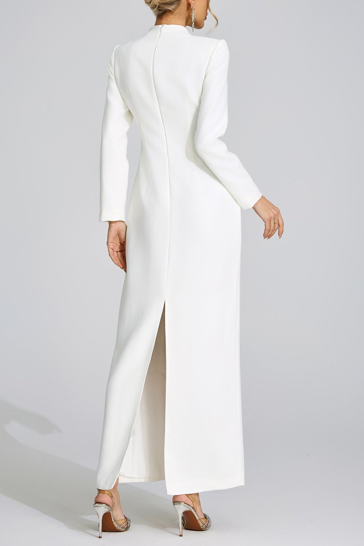 NICOLA DIAMOND MAXI DRESS - WHITE WEDDING EVENING